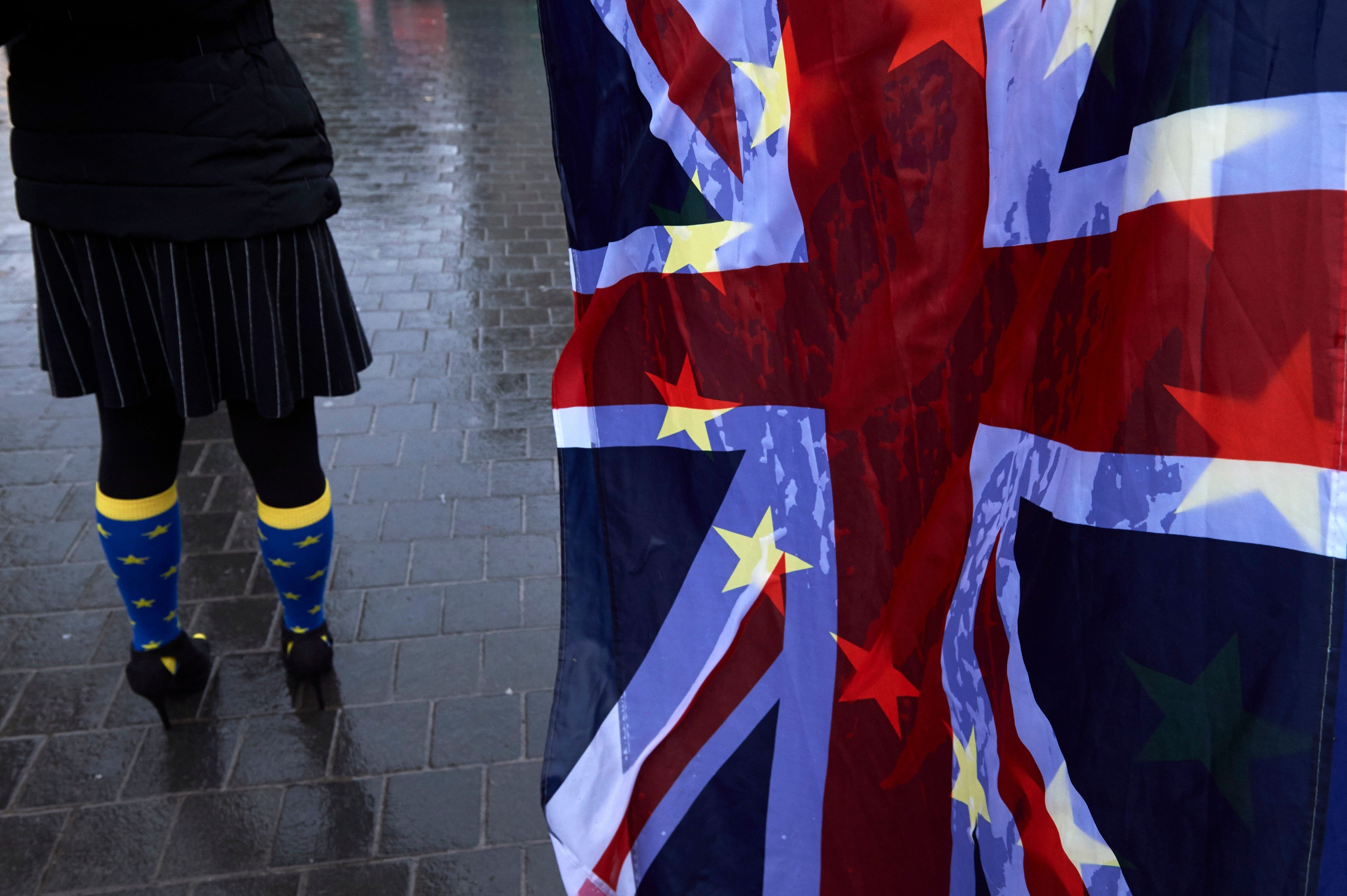 A pro-EU anti-Brexit demonstrator rallies outside the Houses of Parliament in central London on December 13. British Prime Minister Theresa May’s imperial vision of a Britain trading on its own terms with everyone is 150 years out of date. Photo: AFP
