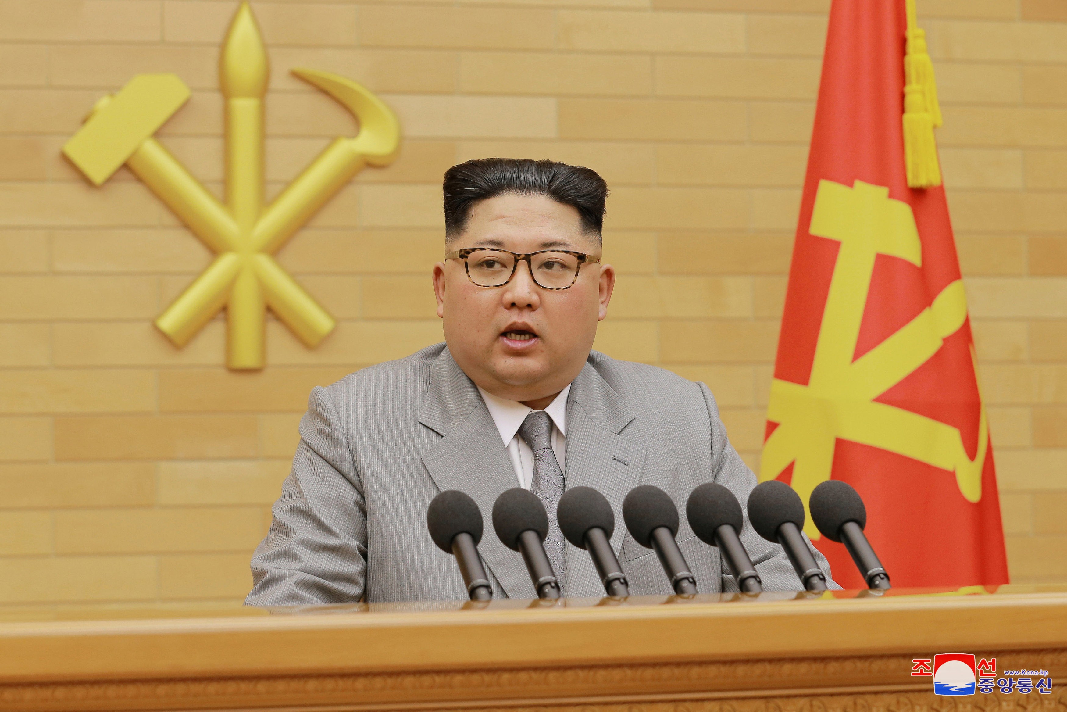 Kim Jong-un condemned the United States while offering an olive branch to South Korea in a New Year’s address. Photo: Reuters