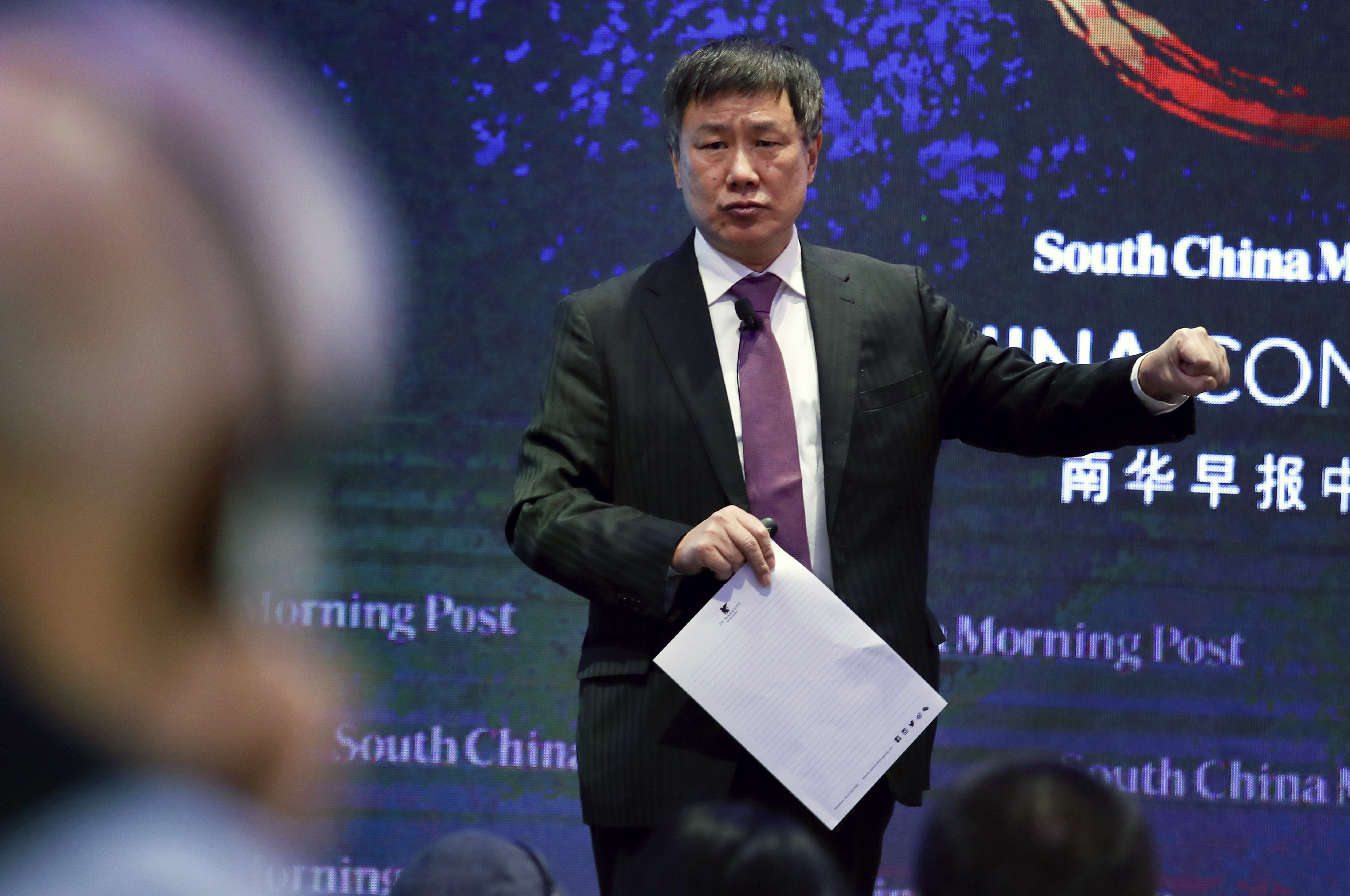 Economist Zhang Yansheng tells the SCMP China Conference in Hong Kong that China could face a trade deficit in the next five to 10 years. Photo: Nora Tam