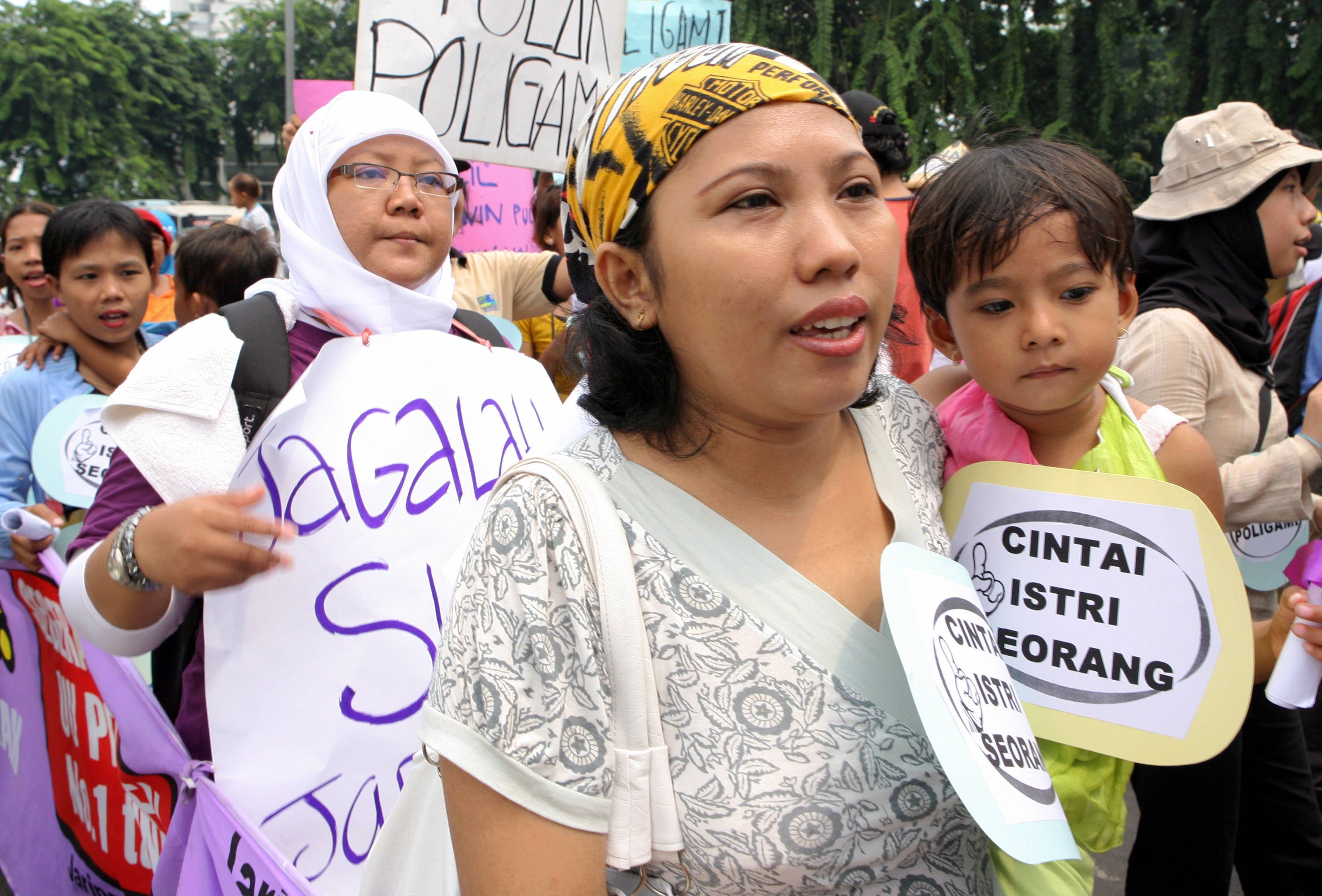 Indonesian women demonstrate against polygamy in Jakarta. Photo: AFP