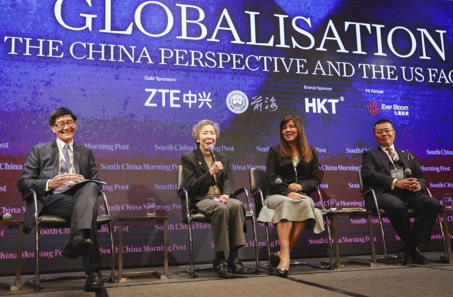 From L-R: Lincoln Leong, Chief Executive Officer of MTR Corporation; Dr. Annie Wu, Member, Standing Committee, Chinese People's Political Consultative Conference; and Professor Witman Hung, Principal Liaison Officer for Hong Kong, Shenzhen Qianhai Authority were panellists at the SCMP’s annual China Conference on January 11, 2018. The panel discussing the Belt and Road Initiative was moderated by Zuraidah Ibrahim, SCMP Deputy Executive Editor (third from left). Photo: Nora Tam