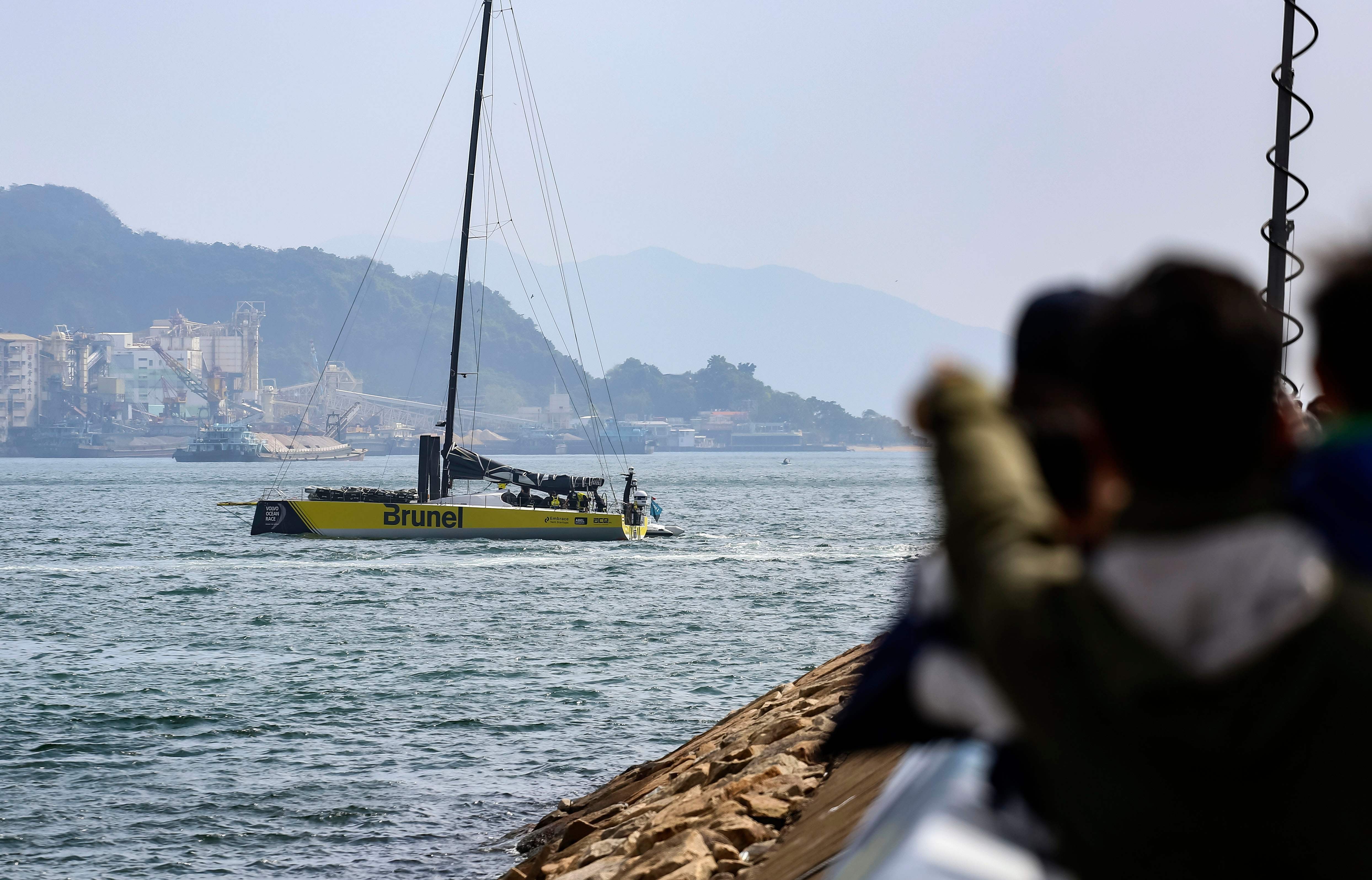 Injured Team Brunel sailor Annie Lush had to sit out the fourth leg of the Volvo Ocean Race, which finished in Hong Kong. Photo: AFP