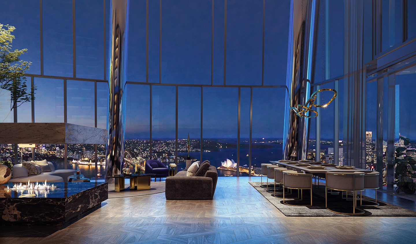 An artist’s rendering of what the penthouse at One Barangaroo will look like.
