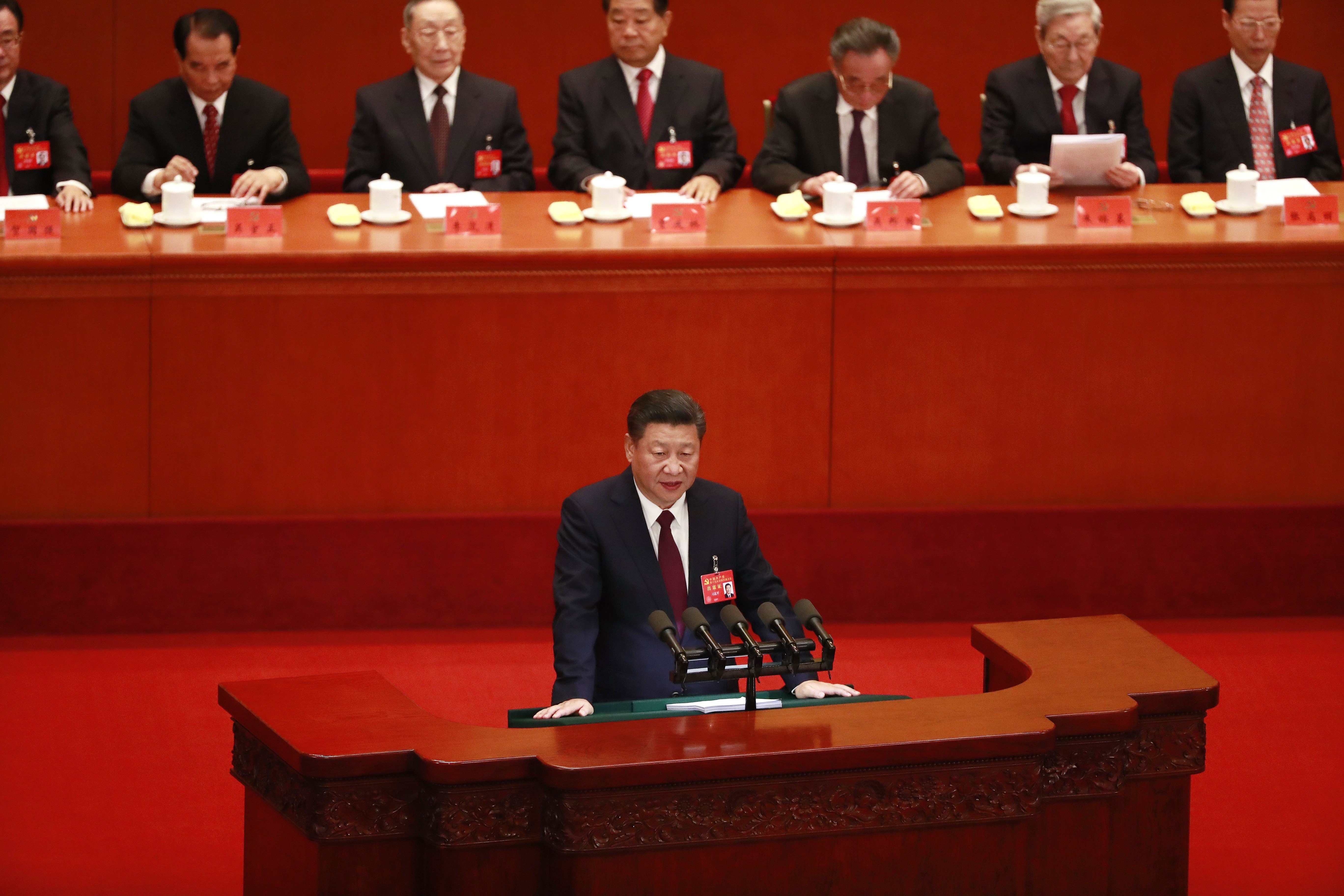 Chinese President Xi Jinping delivers his speech at the opening ceremony of the 19th Communist Party National Congress in Beijing last October 18. Photo: EPA-EFE