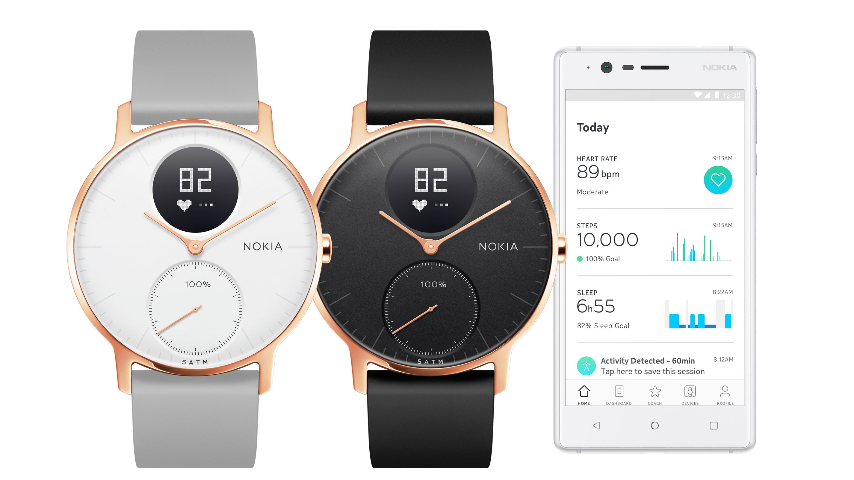 The Nokia Steel HR fitness tracker looks like an old-school wristwatch.