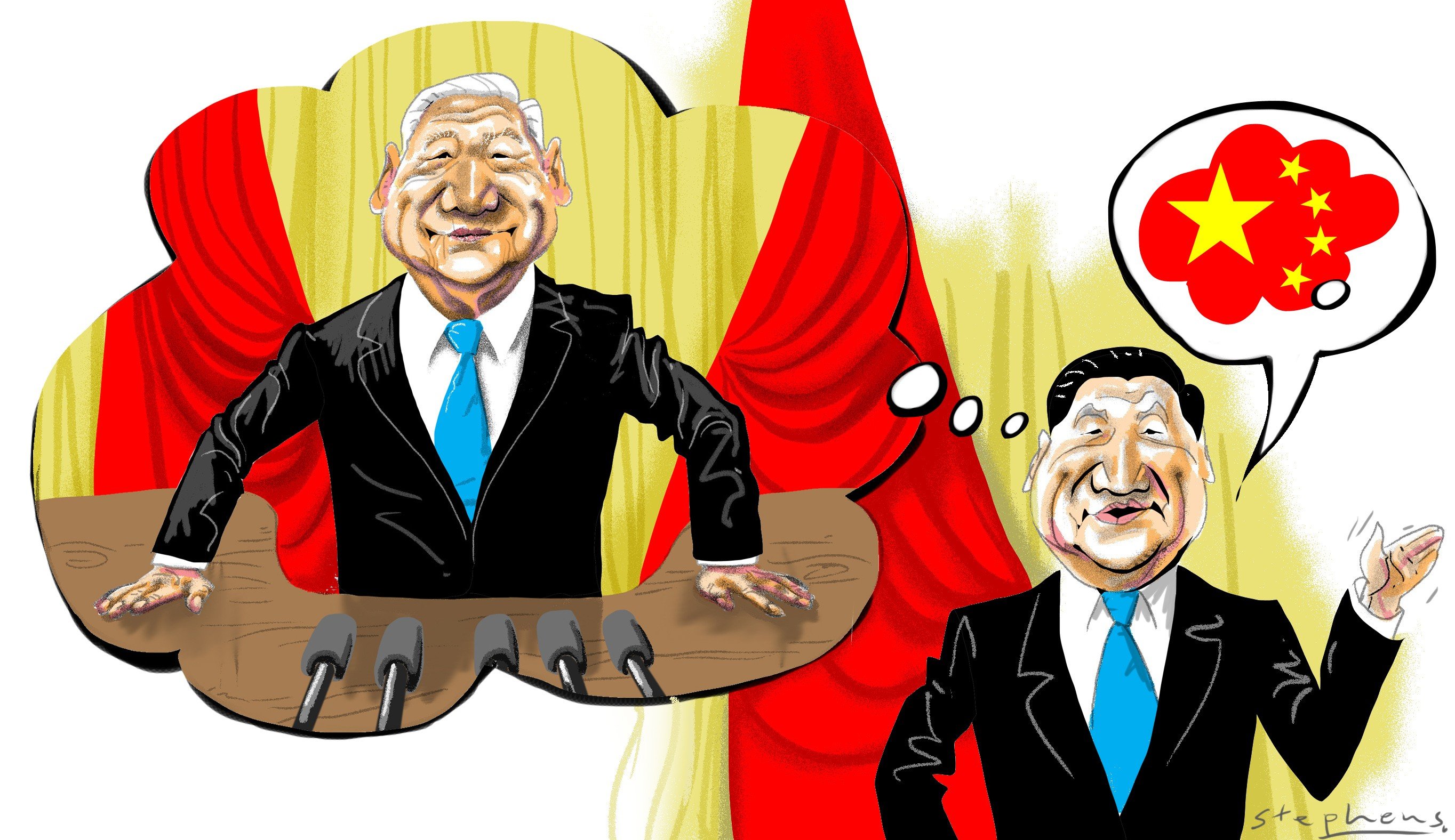 Xi Jinping is giving notice that he intends to stay on as president to carry on with the work of national rejuvenation. But the removal of a necessary check on a leader’s power carries its own risks. Illustration: Craig Stephens