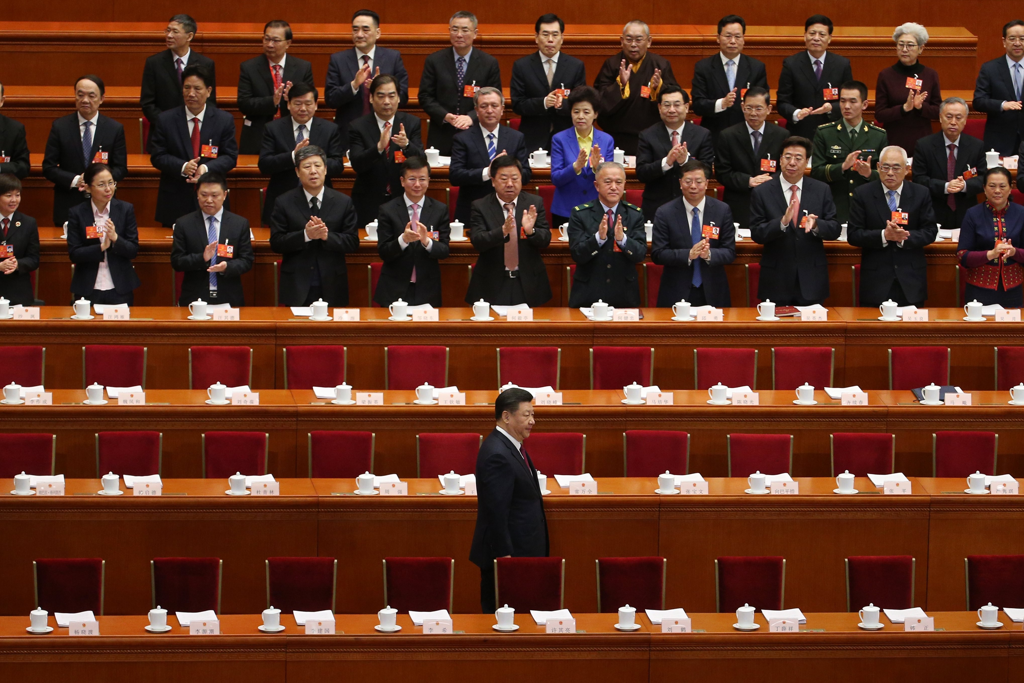 President Xi Jinping arrives for the opening of the first session of the National People’s Congress on Monday. Photo: EPA-EFE