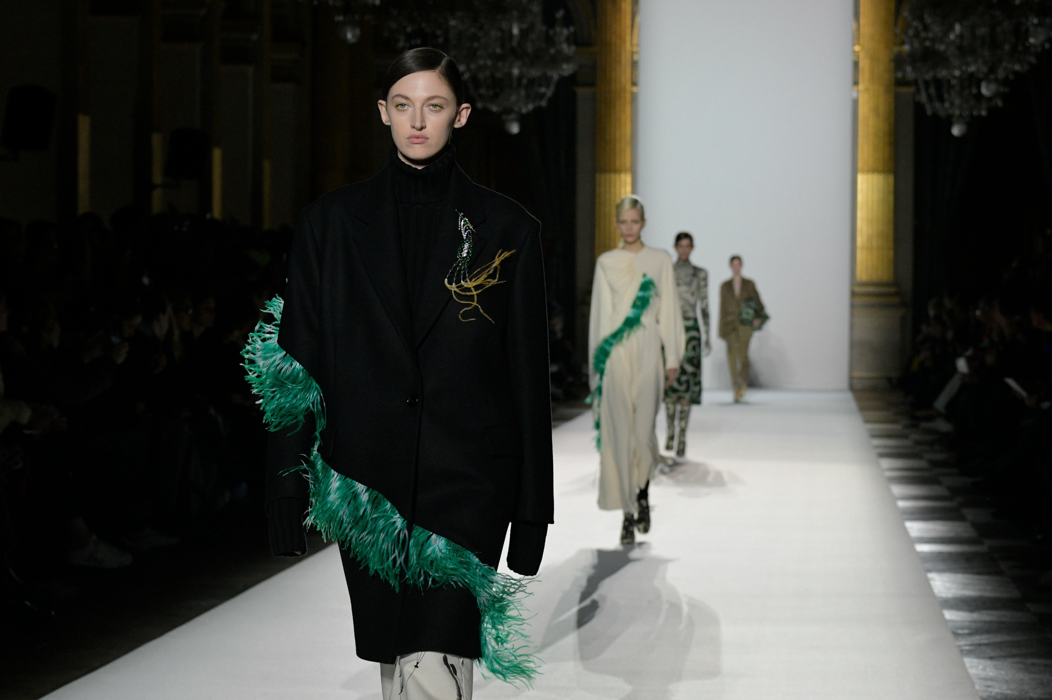 Dries van noten hot sale feather coat