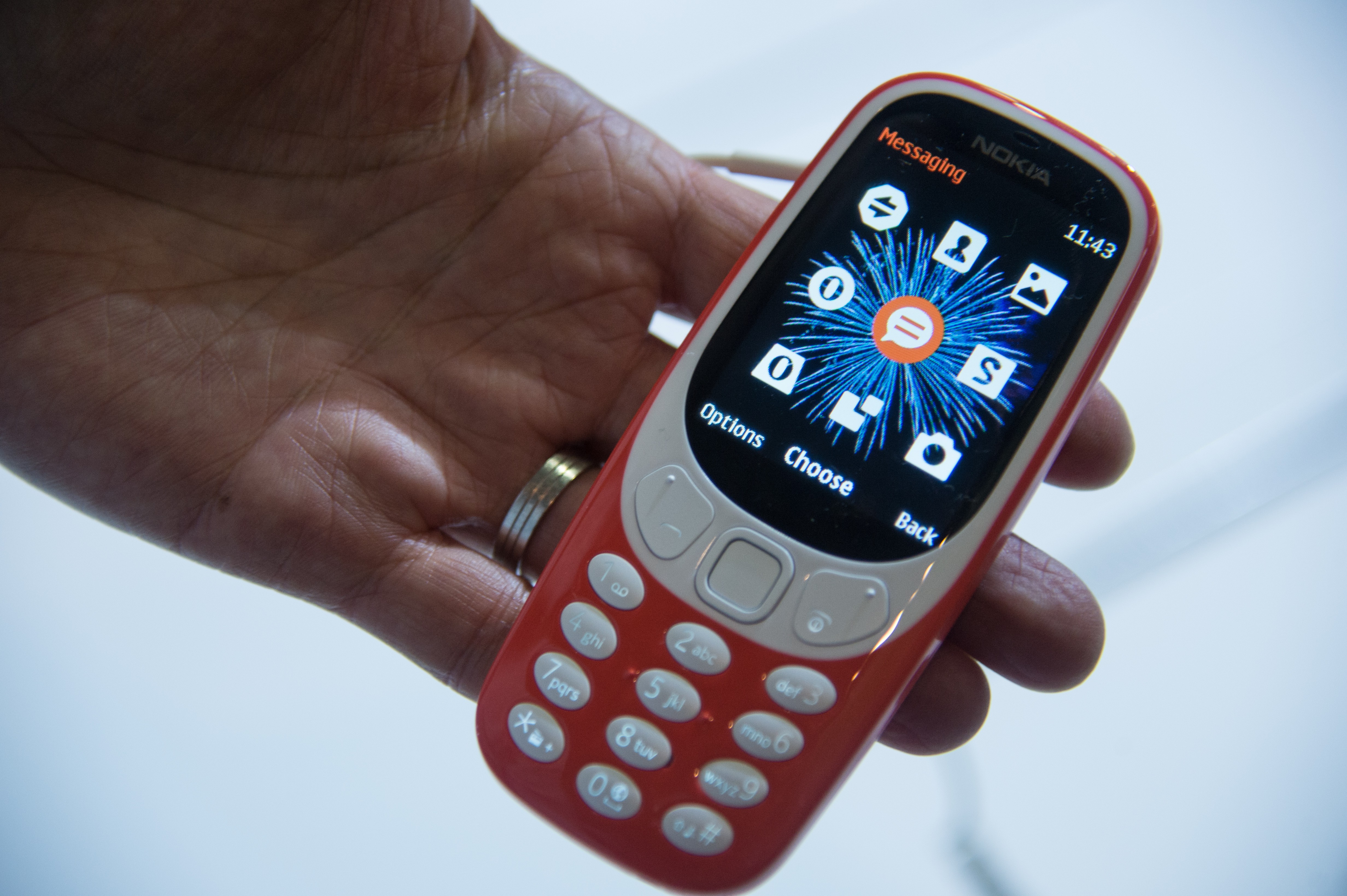 The Nokia 3310 at the Mobile World Congress in Barcelona. Photo: AFP