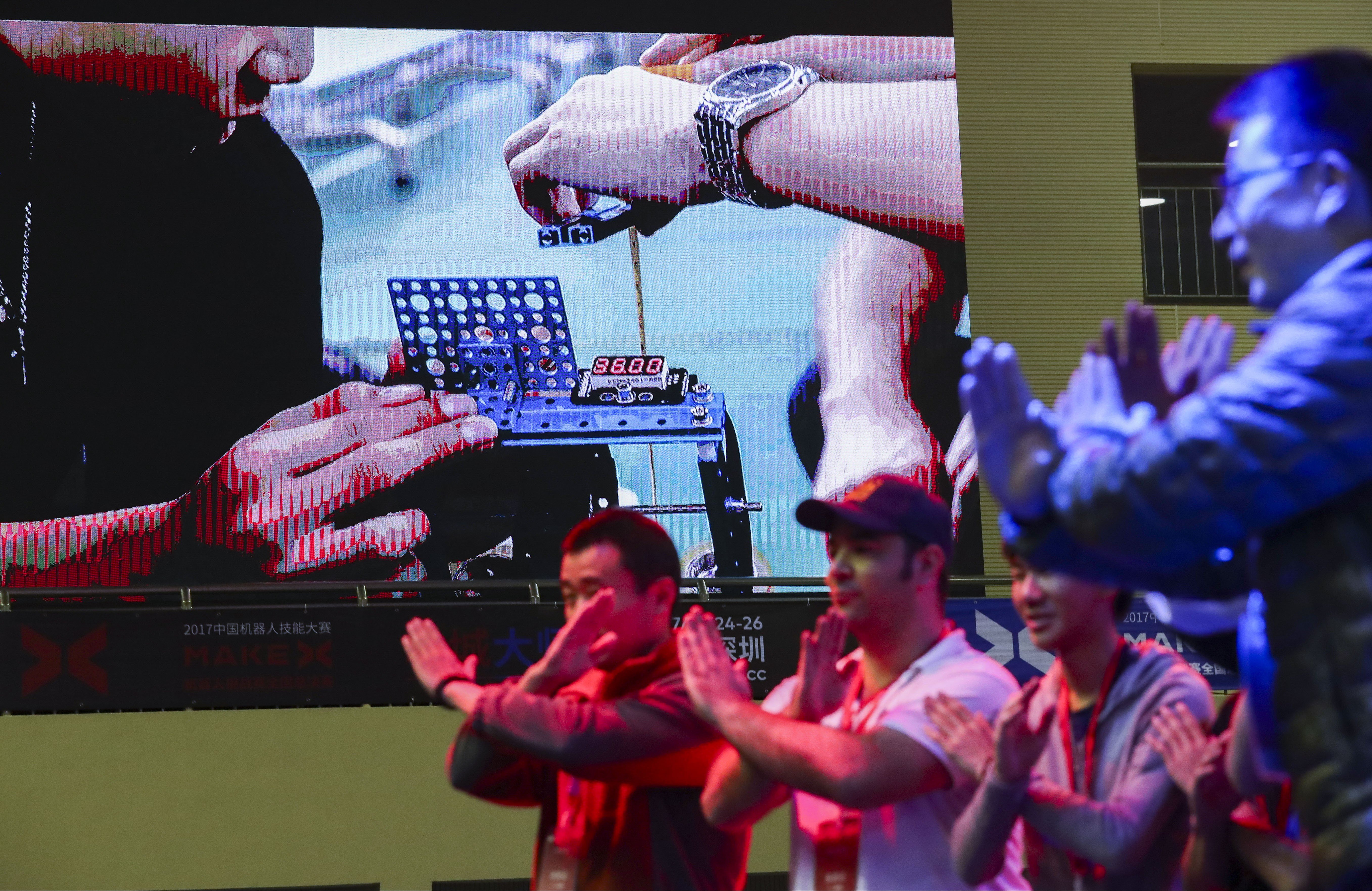 MakeX, a national competition featuring robots designed by primary and middle school students took place at the Songgang Sport Centre in Shenzhen last November. Photo: Nora Tam