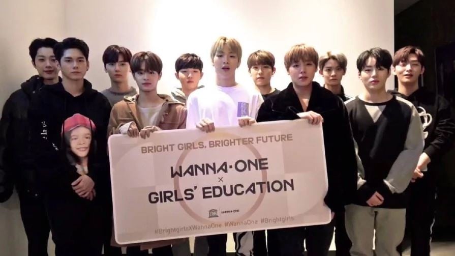 The 11-members of K-pop group Wanna One fully support women's empowerment and efforts to help girls around the world get basic education. Photo: Allkpop