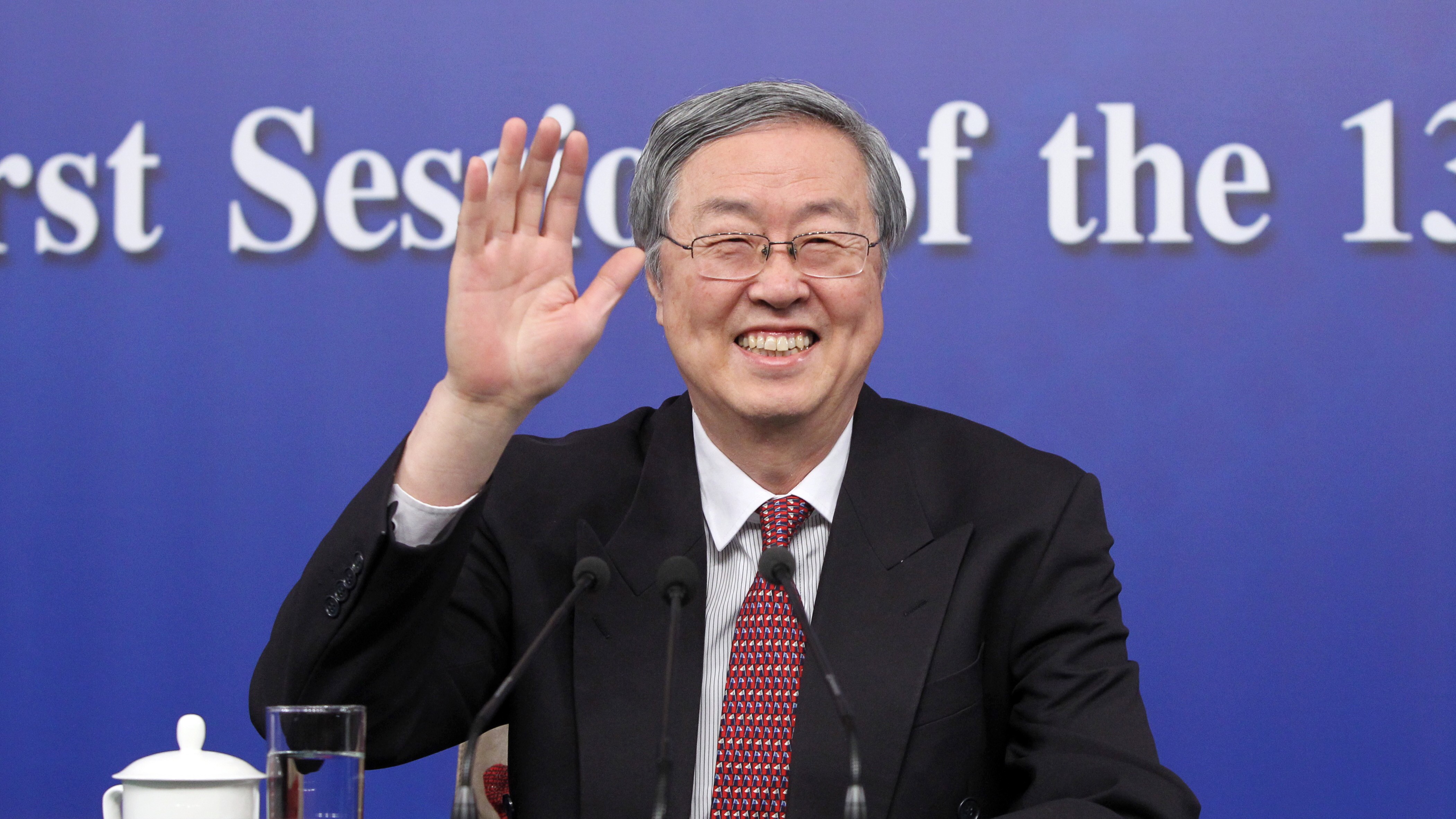 Outgoing central bank governor Zhou Xiaochuan at the press briefing in Beijing on Friday. Photo: Simon Song