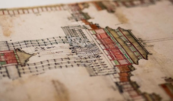 A sketch of part of Beijing’s Forbidden City, which was produced by the Lei family.