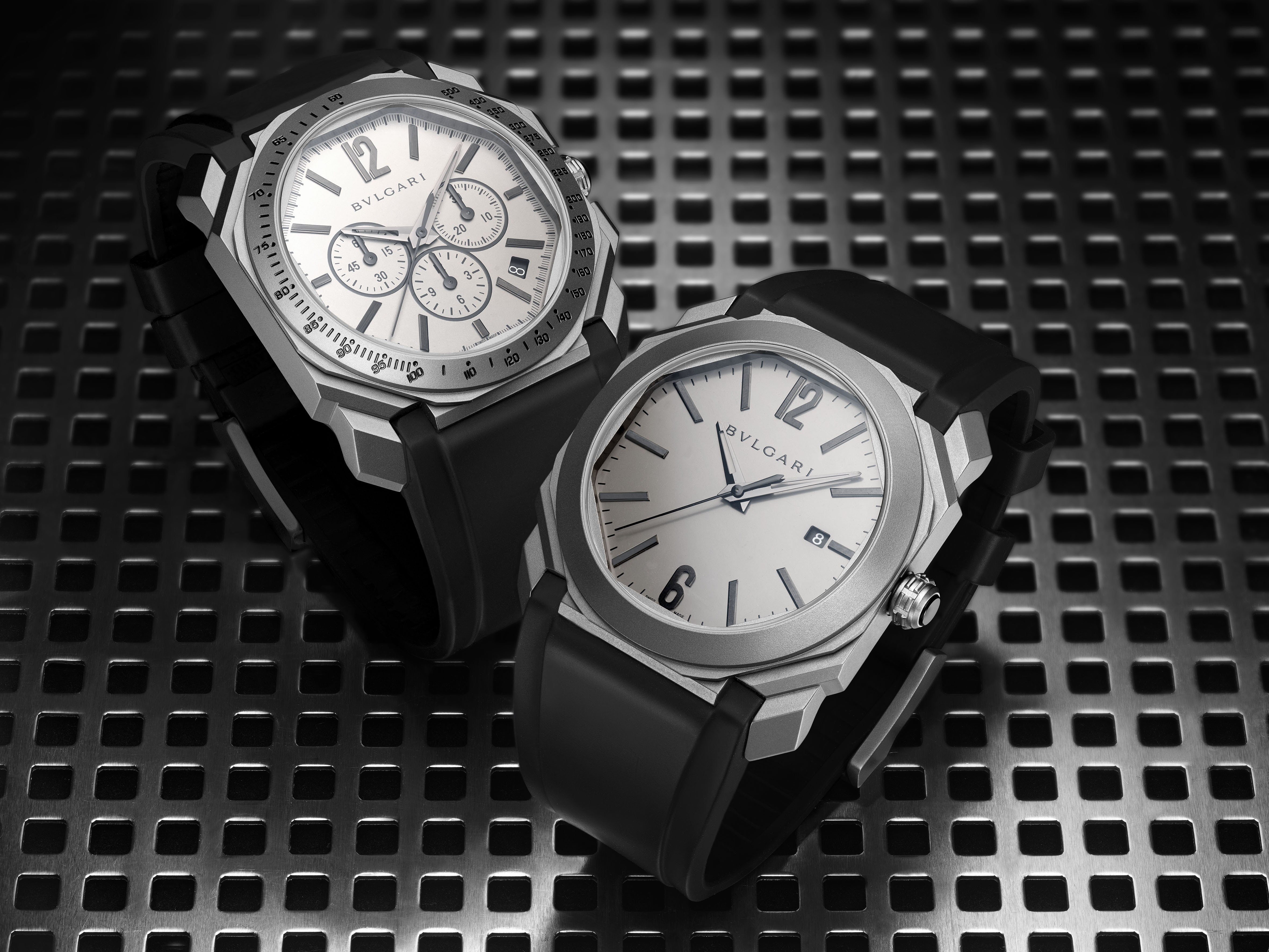 Bulgari’s Octo L’Originale Chronograph (left) and three-hand Octo L'Originale in titanium are among the innovative designs featured at this year’s Baselworld 2018 from March 22 to 27 in Switzerland, 