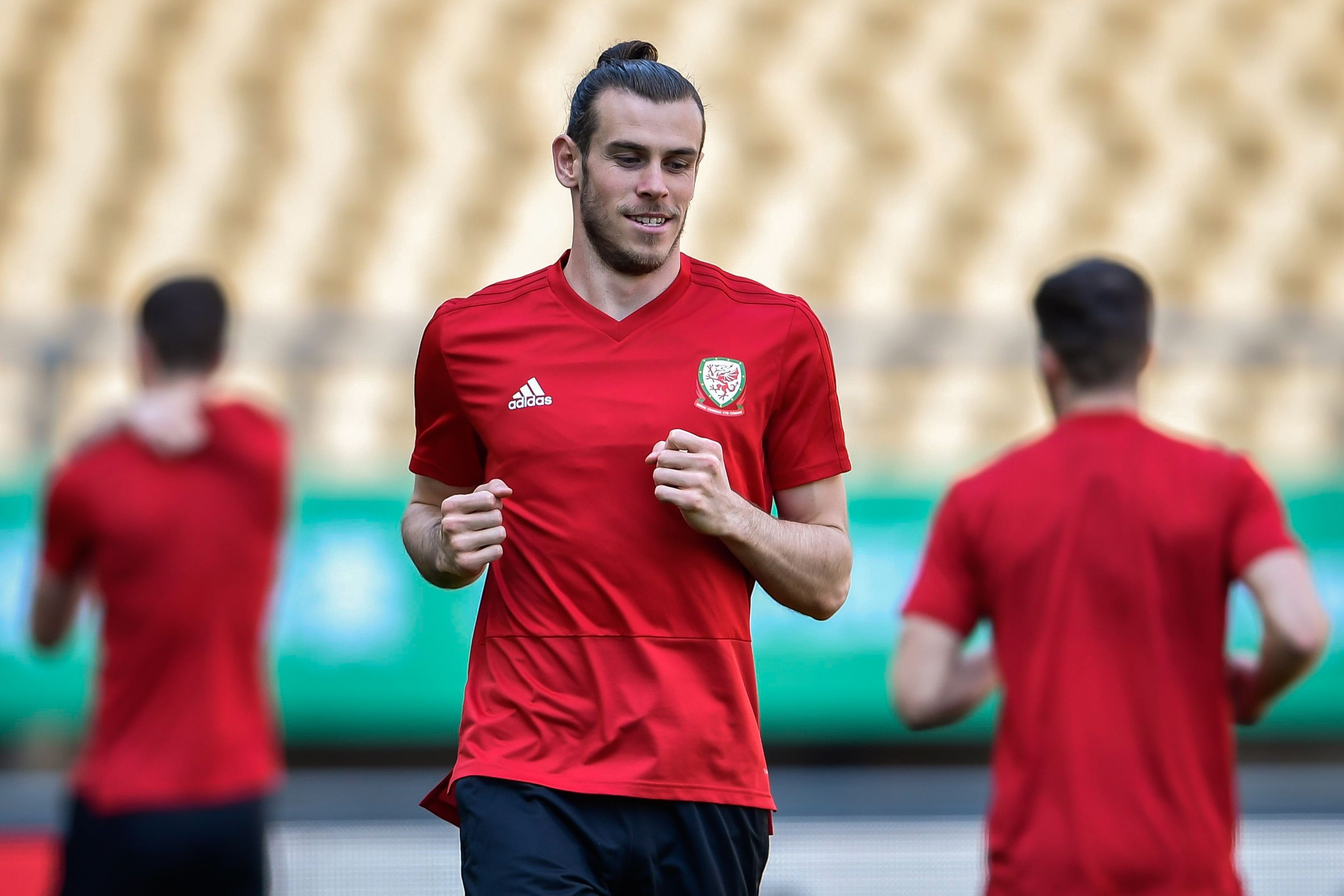 Wales’ Gareth Bale takes part in a training session before the China Cup in Nanning. Photo: APF