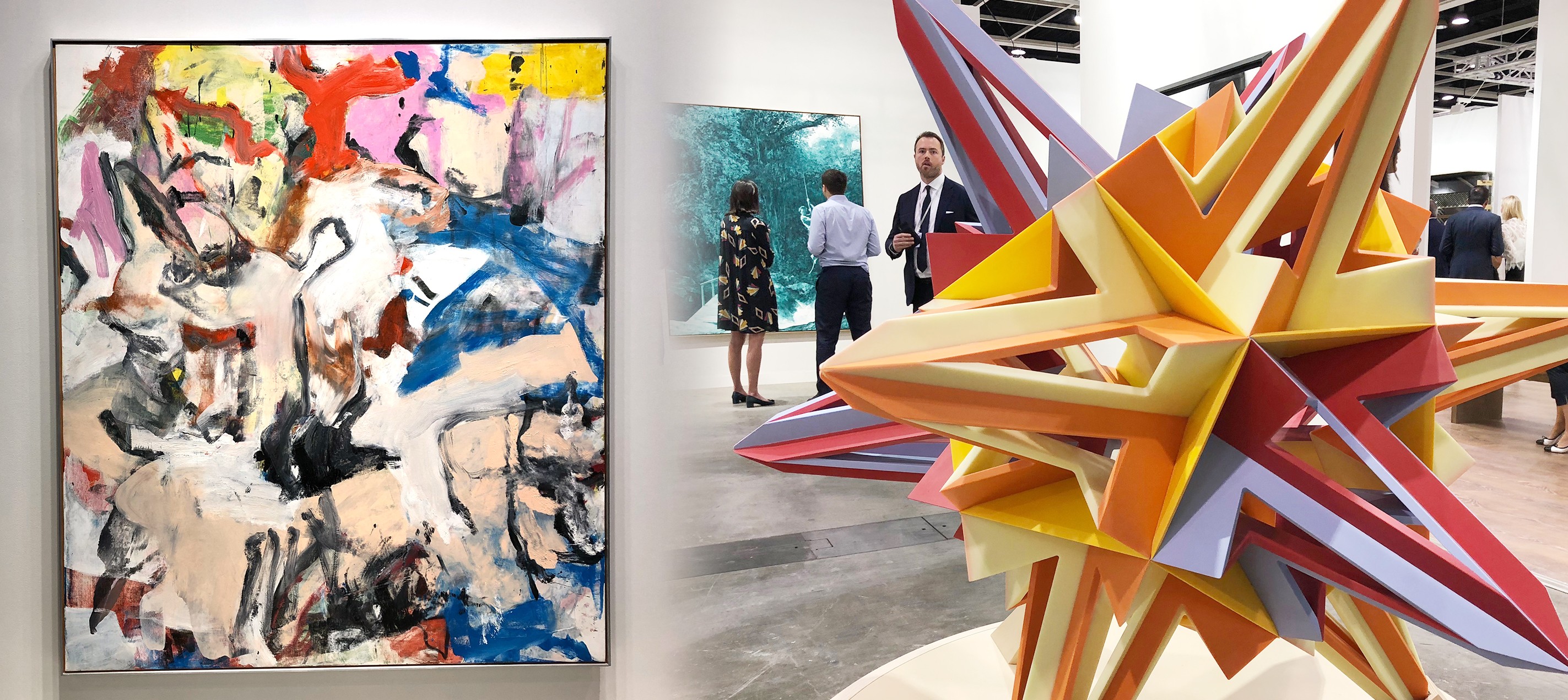 A collage of the artworks on display at the Lévy Gorvy booth. Photo: Kwokwang Chow