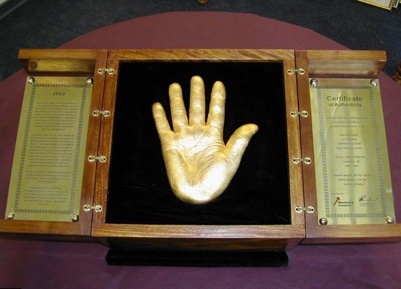 A casting of the right hand of former South African president Nelson Mandela. Photo: Malcolm Duncan