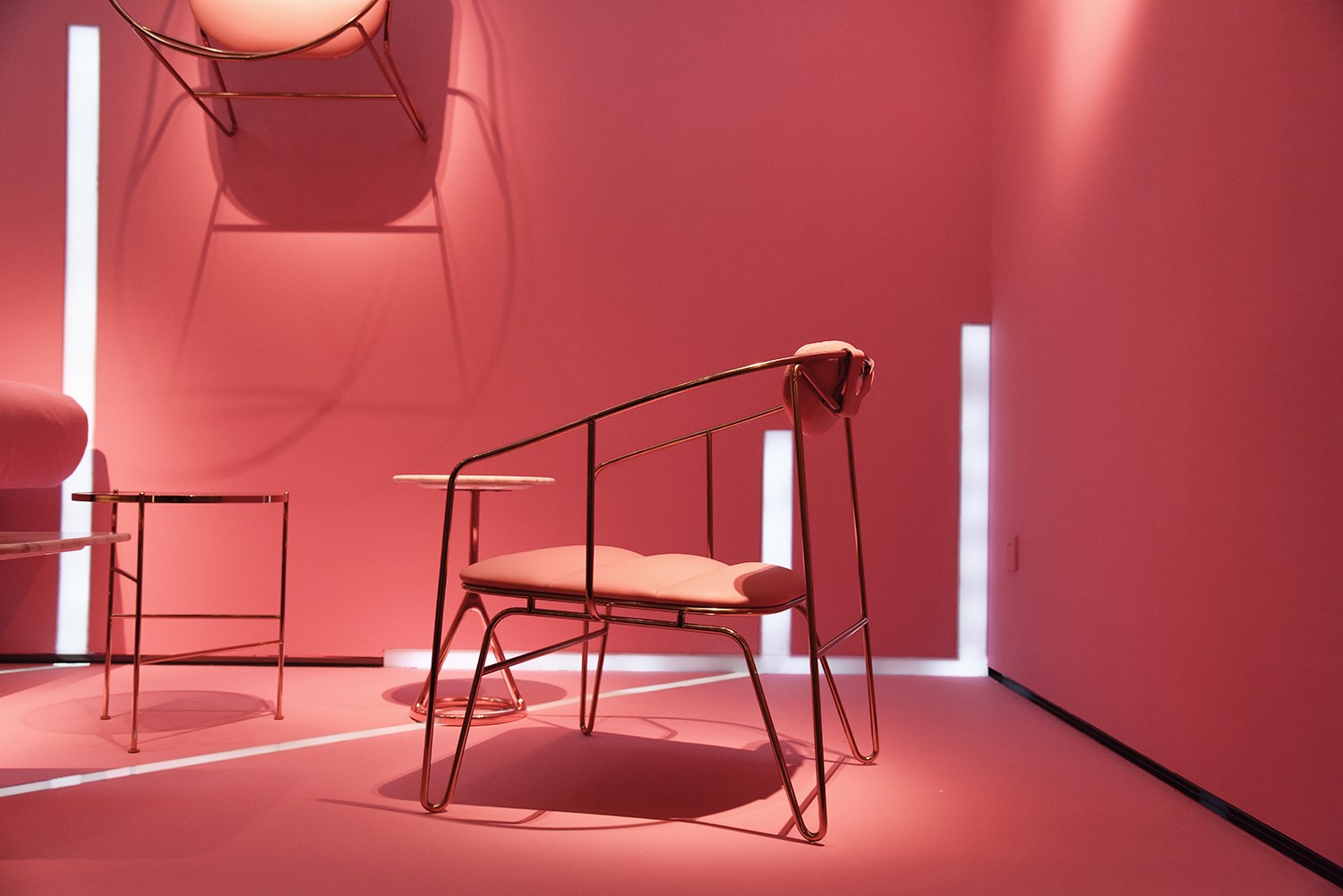 Beijing design studio Maxmarko showed Derek Chan’s bold new furniture collection, conceived in a sensuously pink palette, at Design Shanghai 2018.