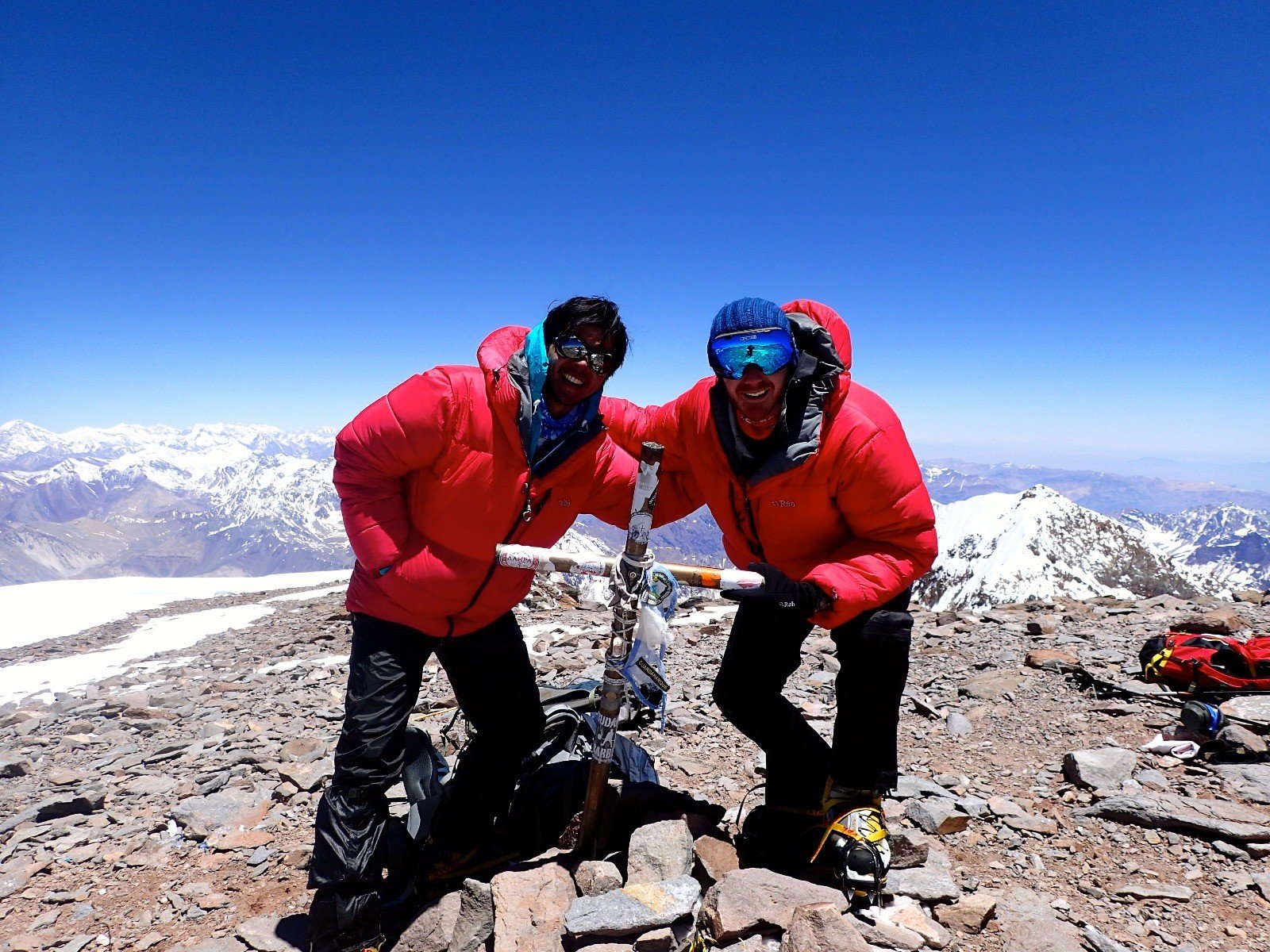 Lawrence Wong [left] and his climbing buddy Christopher Twiss on the summit of Aconcagua. Photo: Handout