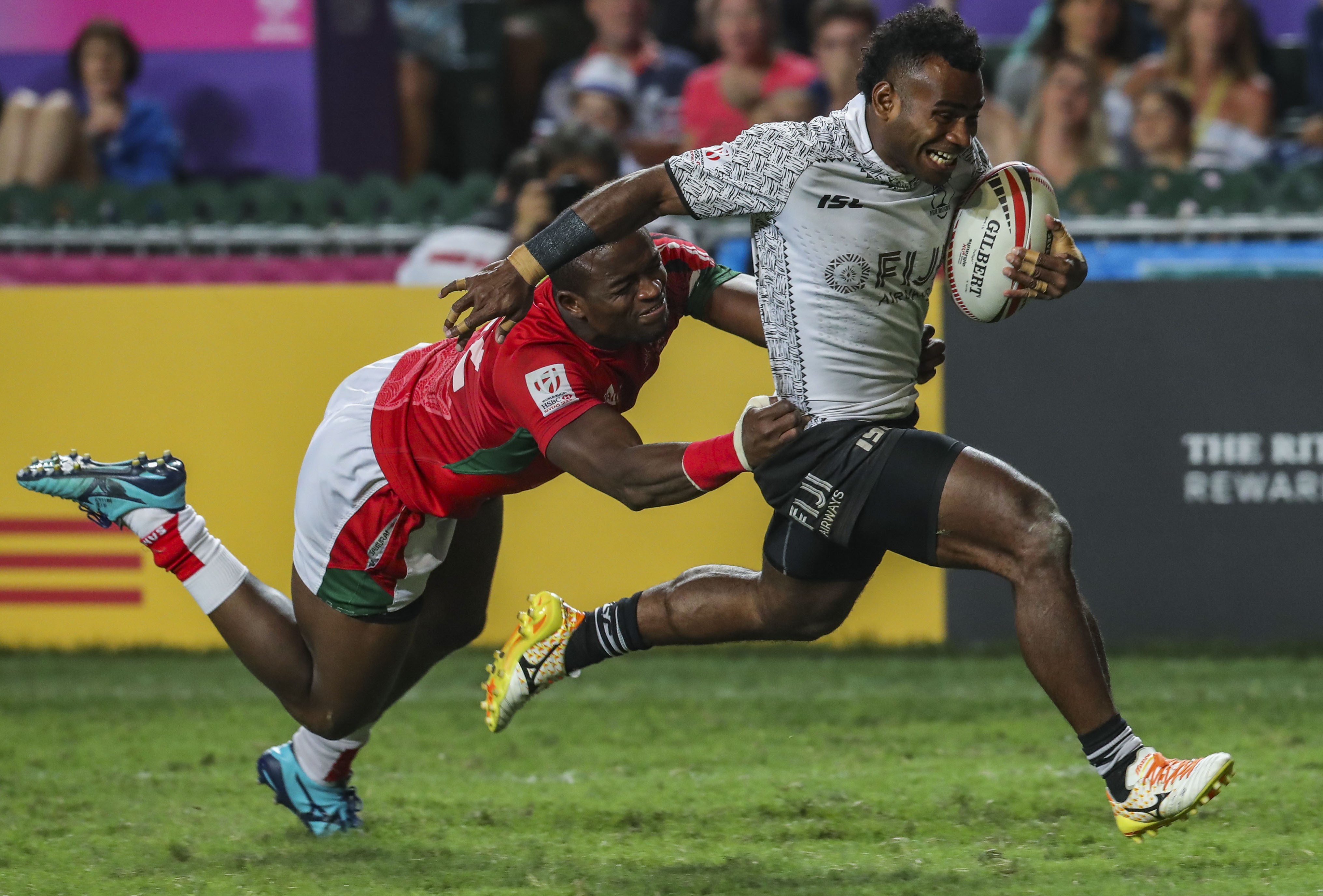 Fiji's Jerry Tuwai heads for the line during the final of the Hong Kong Sevens. Photo: K.Y. Cheng