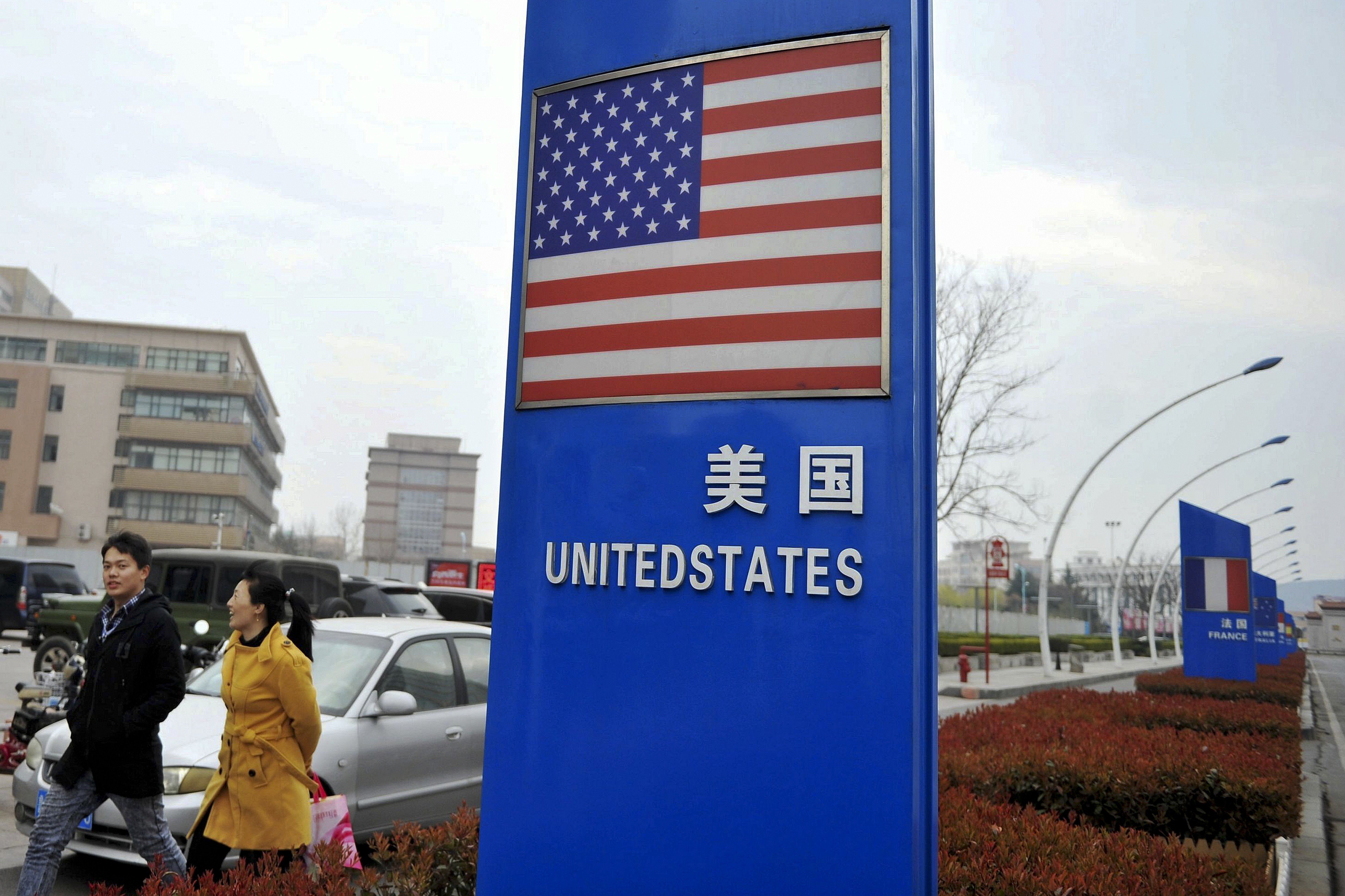 The US flag is shown on a signboard outside a supermarket selling imported groceries in Qingdao, Shandong province. America’s Tweeter-in-Chief Donald Trump is increasingly becoming a danger to himself, and making US democracy a laughing stock around the world. Photo: AP