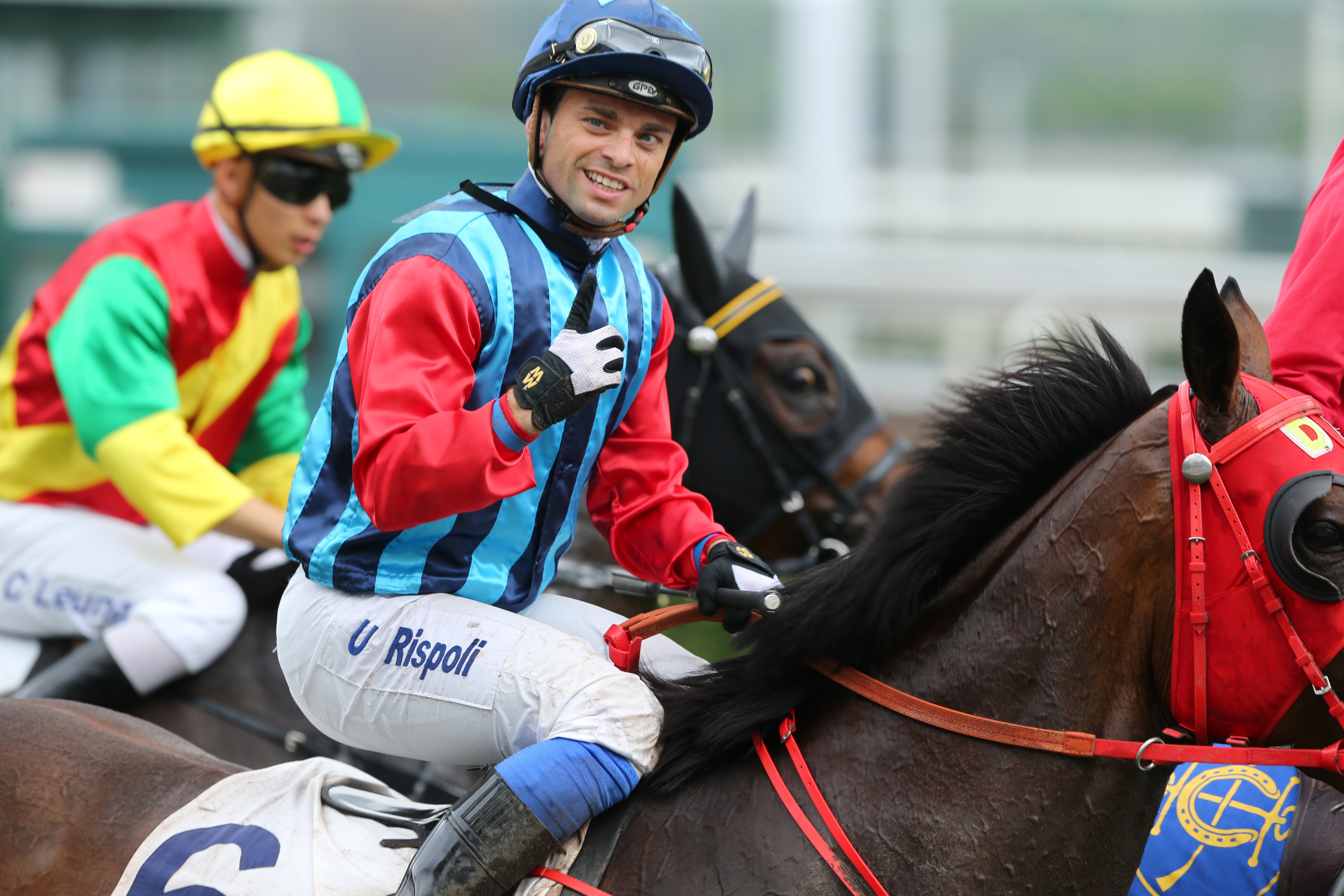 Umberto Rispoli returns to scale after winning aboard Namjong Invincible. Photo: Kenneth Chan