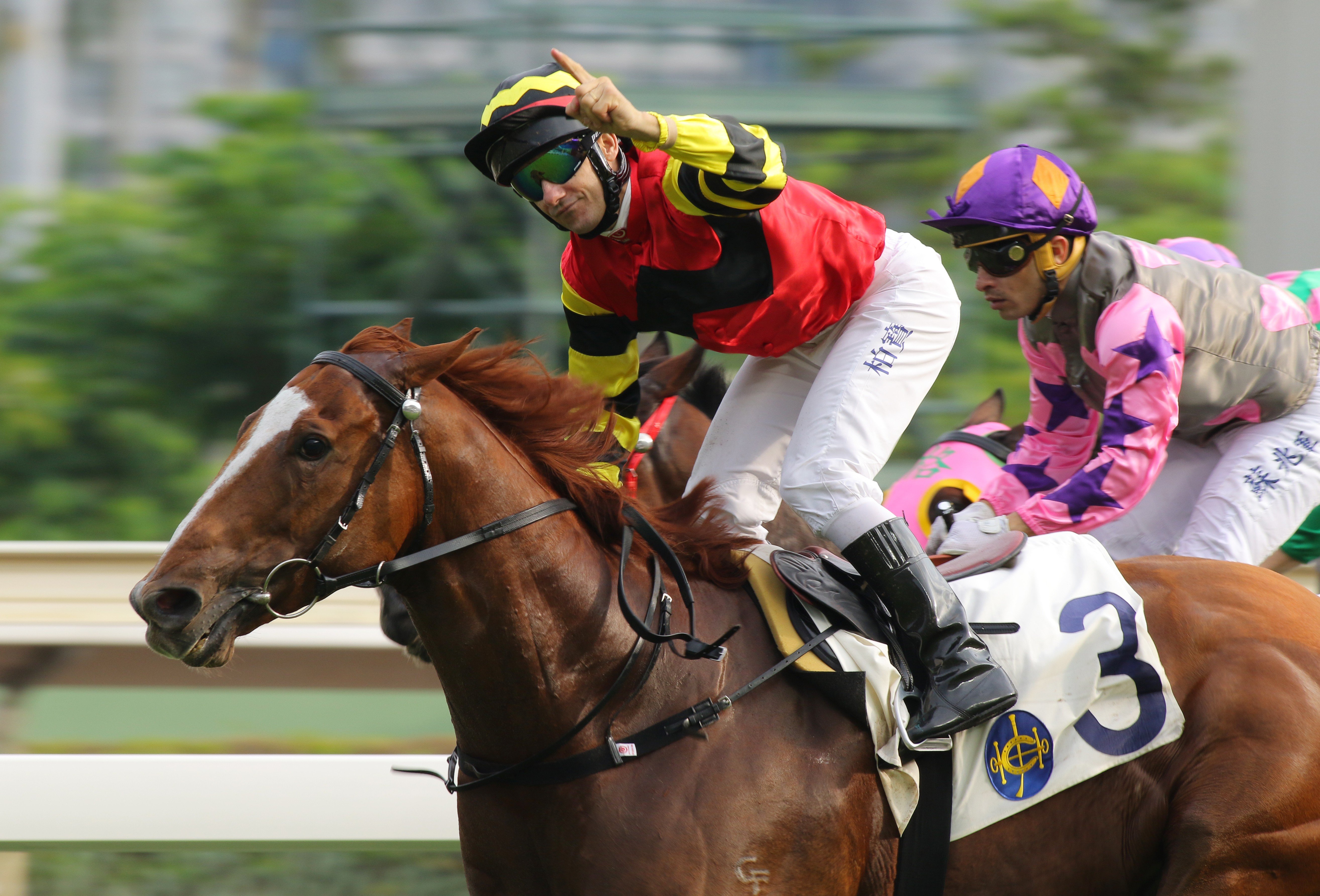 Brett Prebble and Lucky Bubbles win the Premier Bowl at Sha Tin in October 2016. Photo: Kenneth Chan