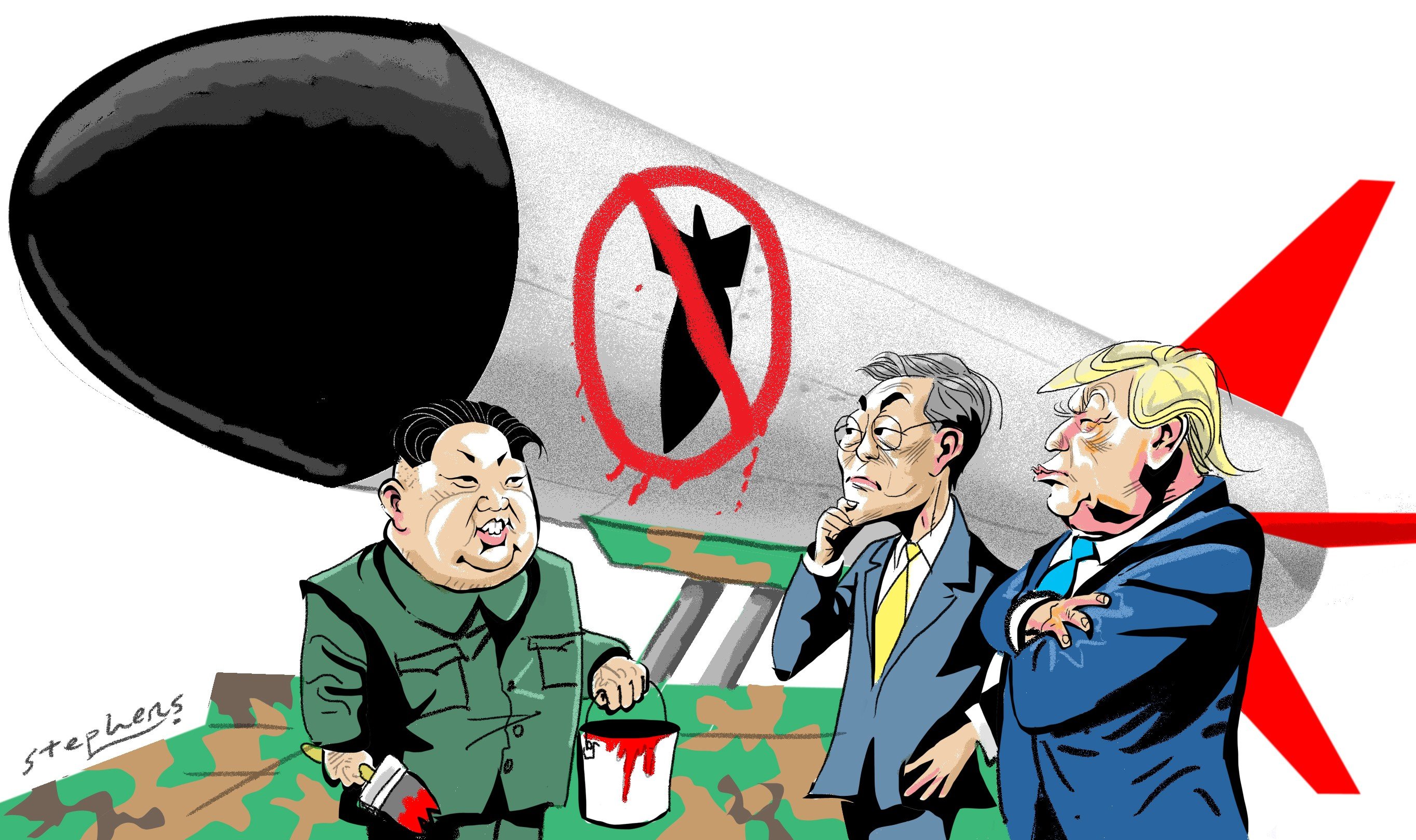 Kim Jong-un may be putting on a show of agreeing to denuclearisation efforts to lift sanctions and ease international pressure on North Korea. llustration: Craig Stephens