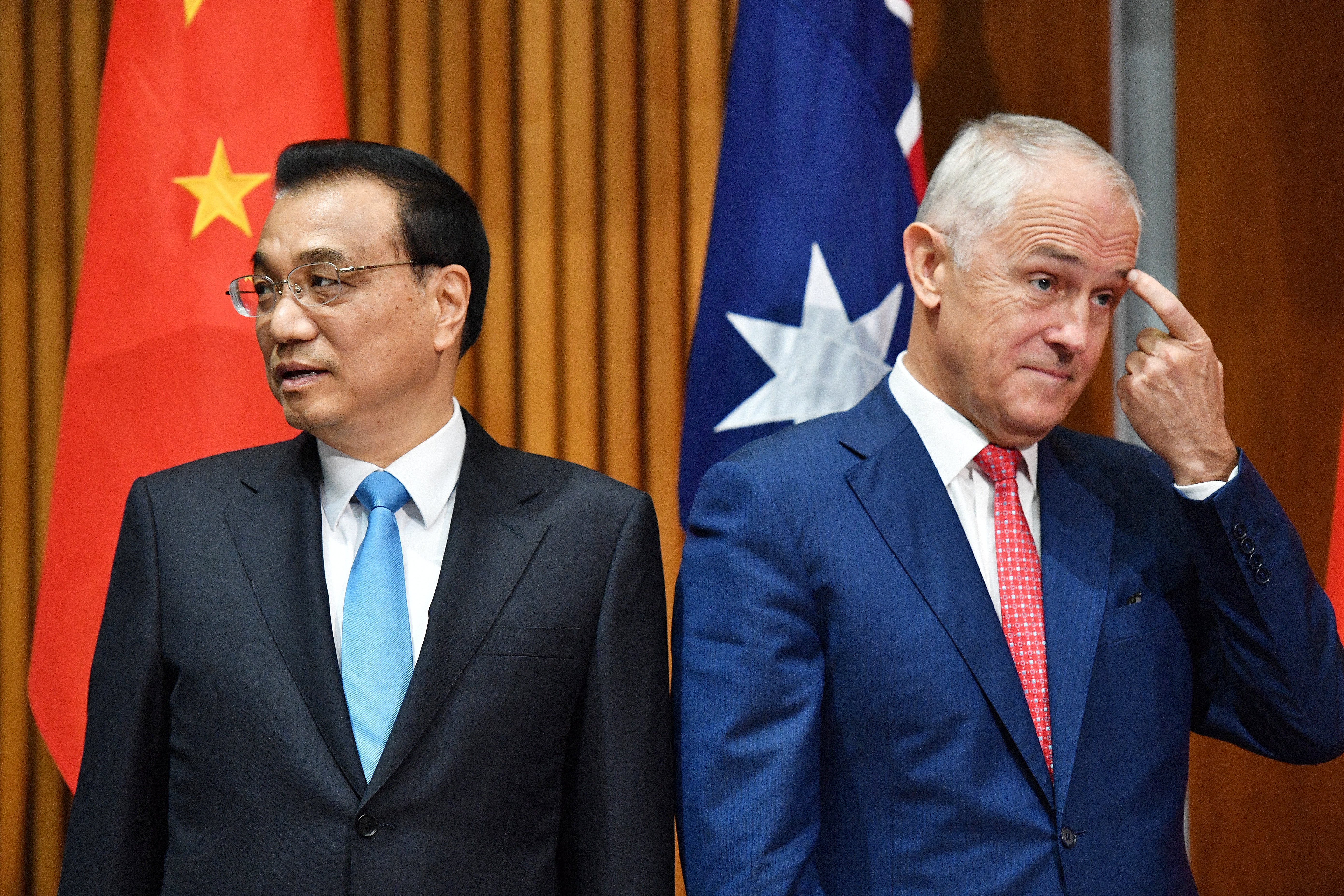 Chinese Premier Li Keqiang and Australian Prime Minister Malcolm Turnbull attend a signing ceremony in Canberra in March 2017. Australia under Turnbull has been one of the Asia-Pacific powers that is most anxious about China’s rise, but efforts to strengthen ties with a Donald Trump-led US have also been fraught. Photo: EPA
