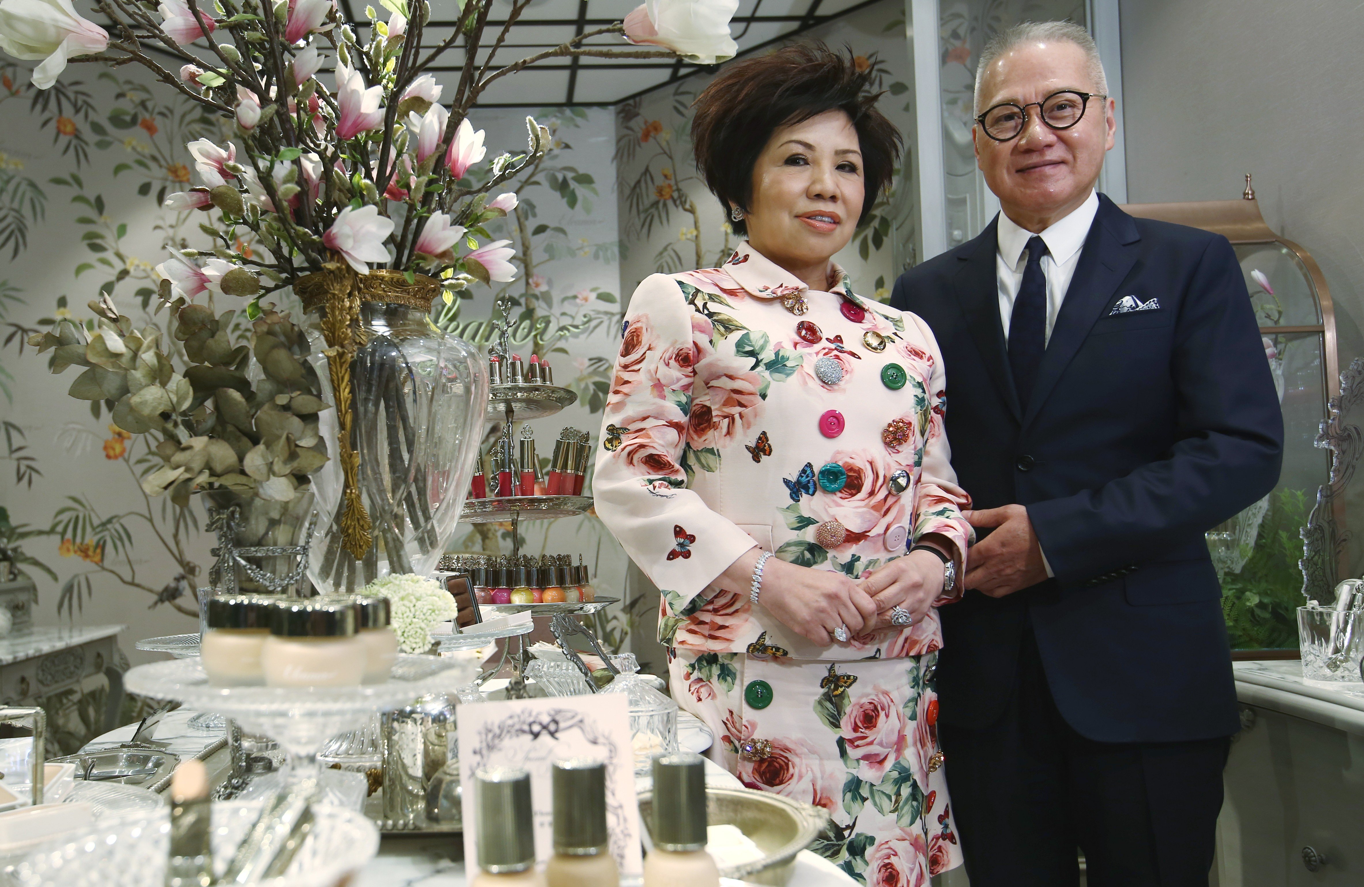 Simon Kwok, chairman and CEO of Sa Sa, with his wife, Eleanor, the firm’s vice-chairwoman, in Causeway Bay. Photo: Edmond So