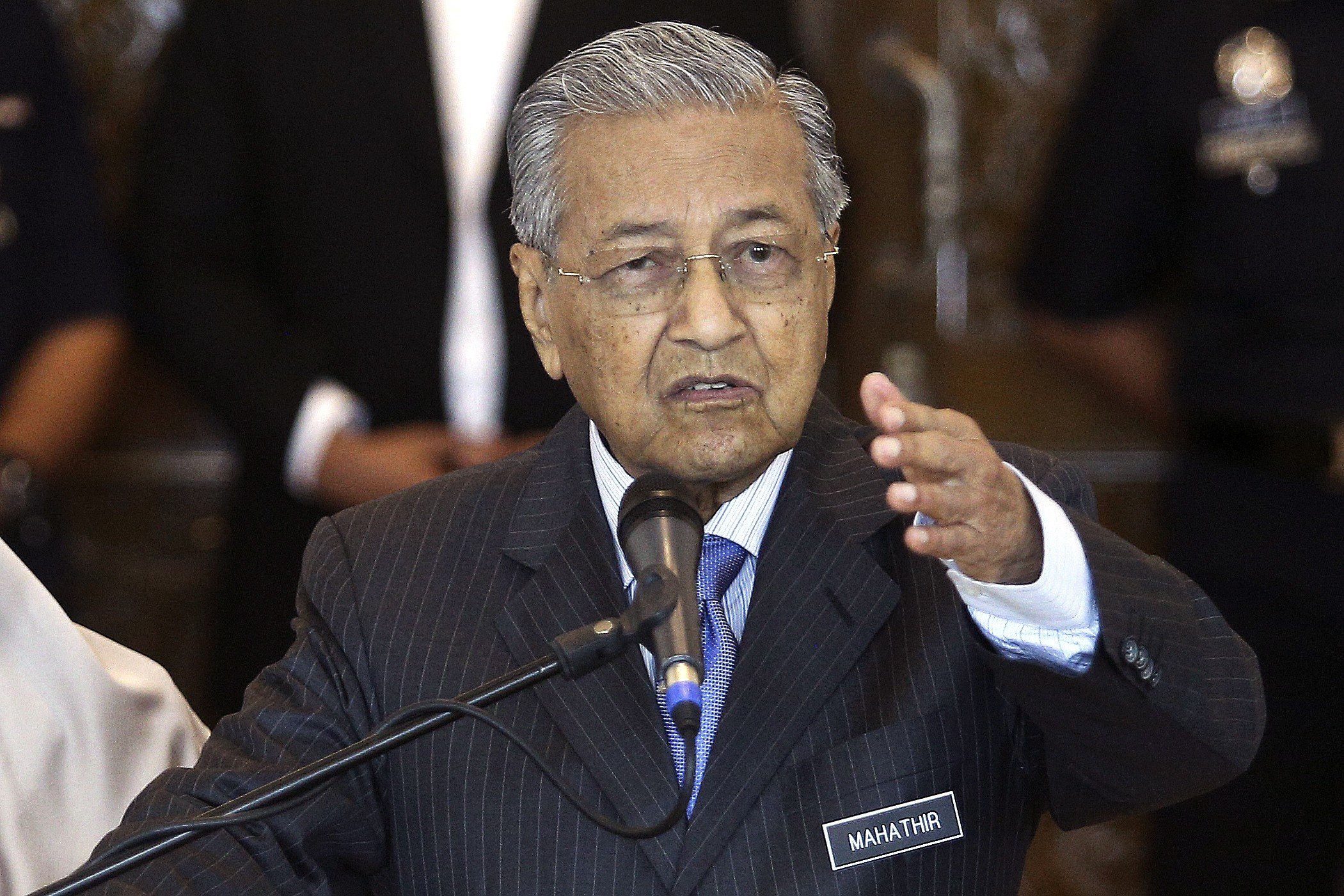 Malaysian Prime Minister Mahathir Mohamad speaks during a press conference after a cabinet meeting in Putrajaya on May 30. Having abused the rule of law and allowed corruption to fester during his 22-year reign that ended in 2003, Mahathir is now being counted on to fix those problems, and others. Photo: AP