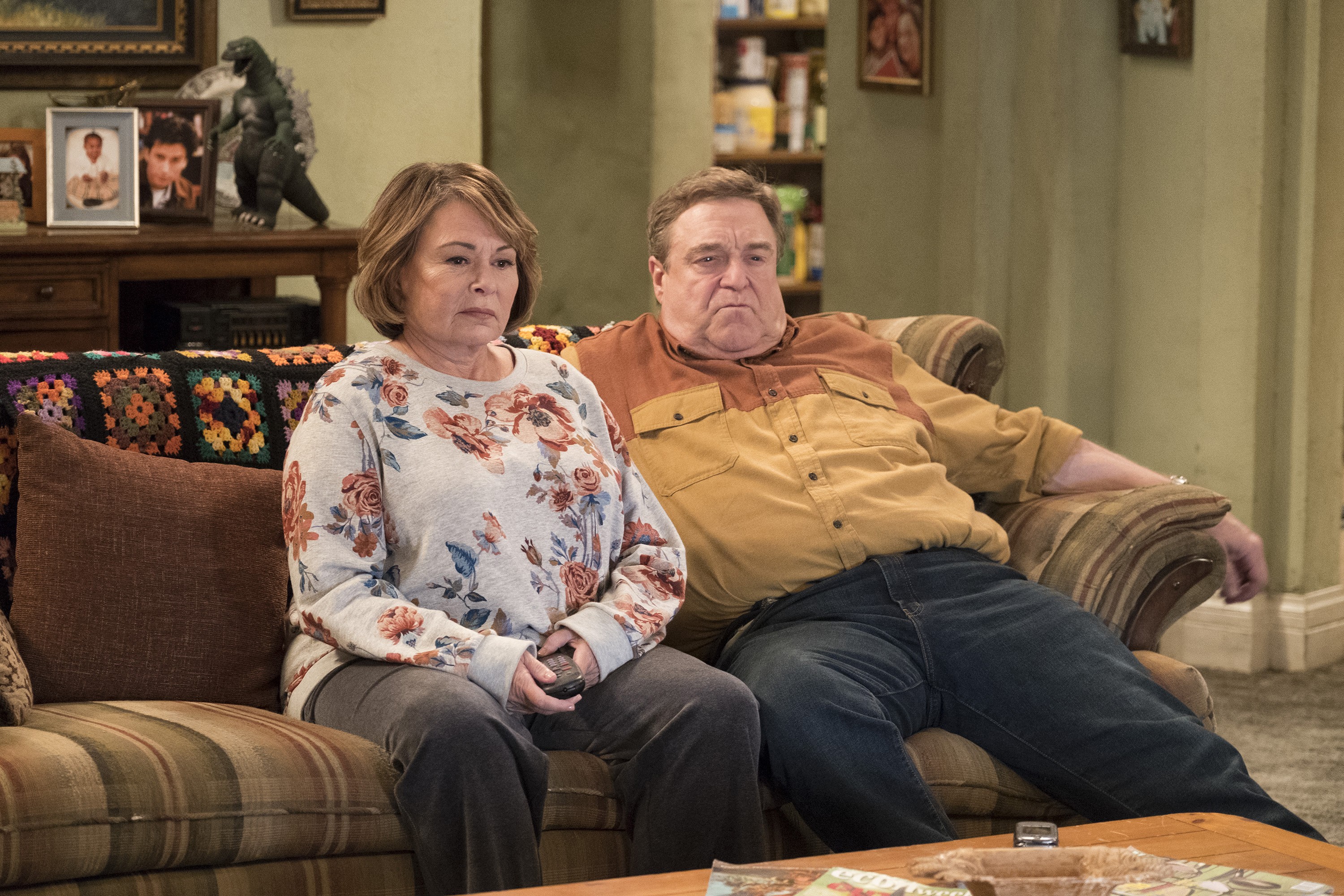 Roseanne Barr and John Goodman in a still from the television show Roseanne that was cancelled after Barr’s racist outburst on Twitter. Photo: ABC
