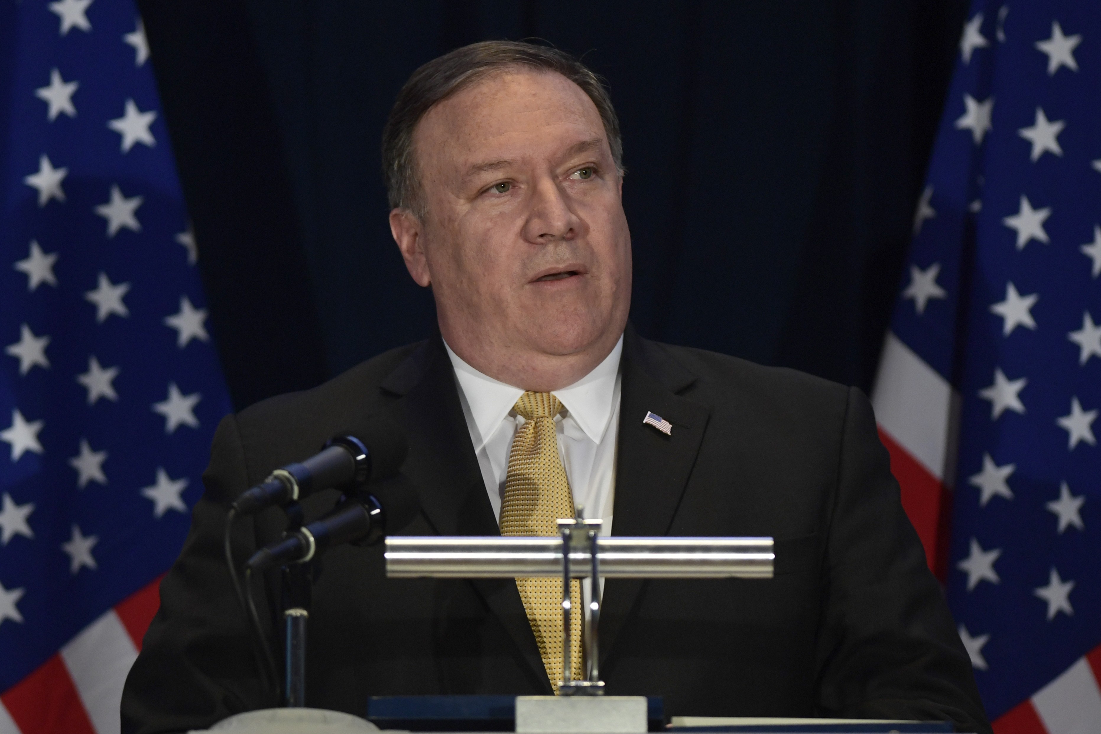 US Secretary of State Mike Pompeo speaks in Singapore. Photo: AP