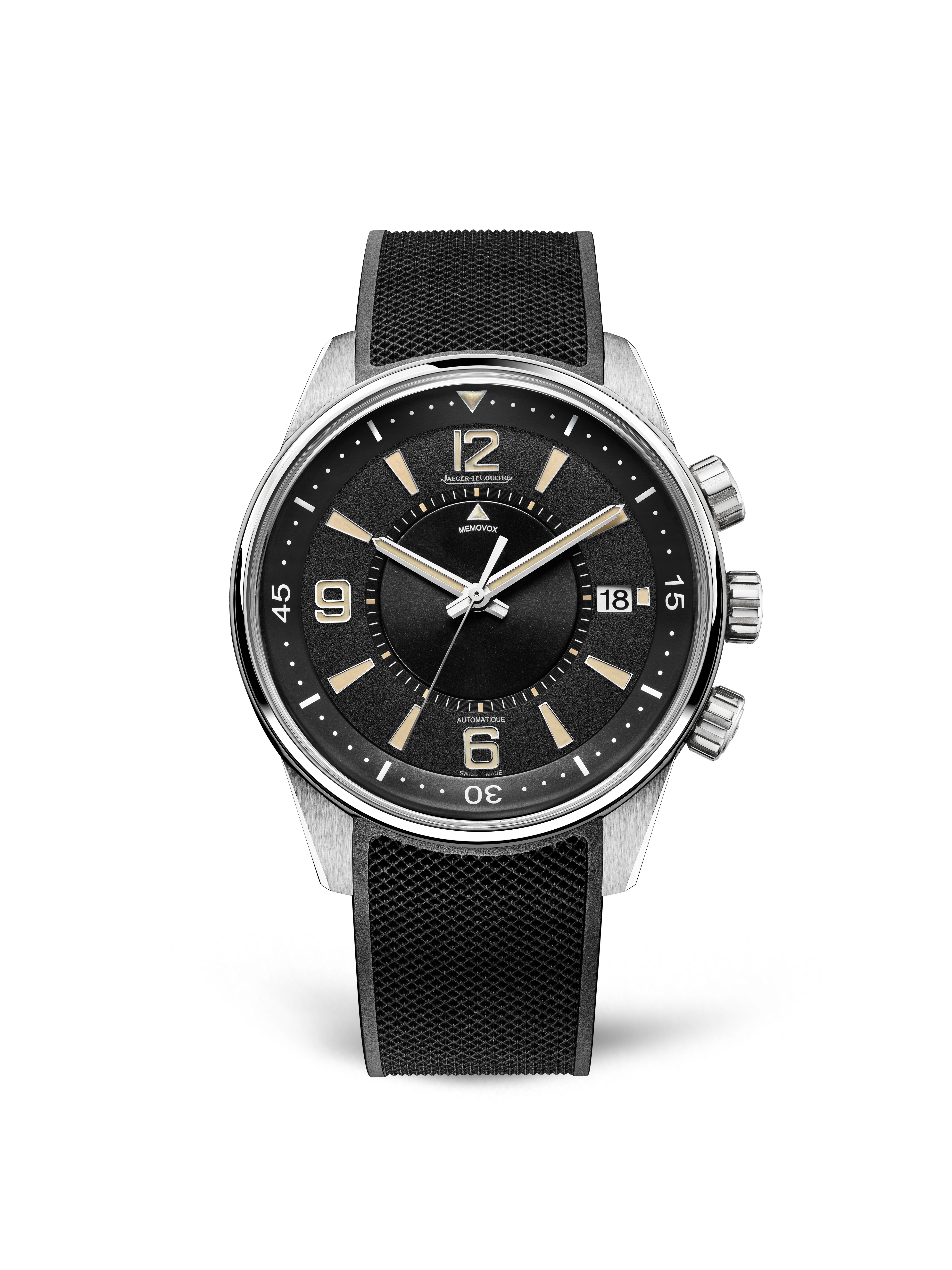 Jaeger-LeCoultre. Limited to 1,000 pieces, the Polaris Memovox is a 50th anniversary timepiece of the 1968 Memovox Polaris watch with an iconic three-crown design. It is waterproof up to 200 metres, HK$105,000