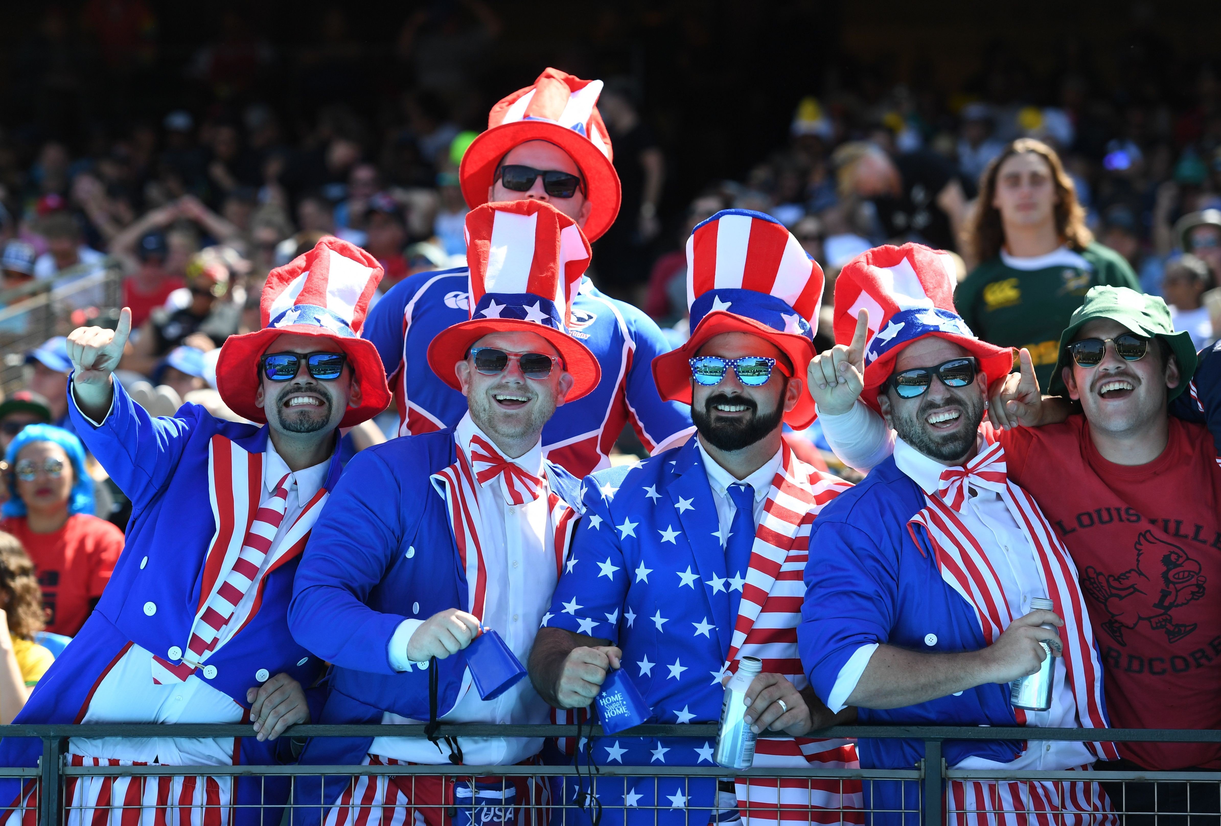 US fans watch their team play against China during their women’s round of 16 game at the Rugby World Cup Sevens at AT&T Stadium in San Francisco. Photo: AFP