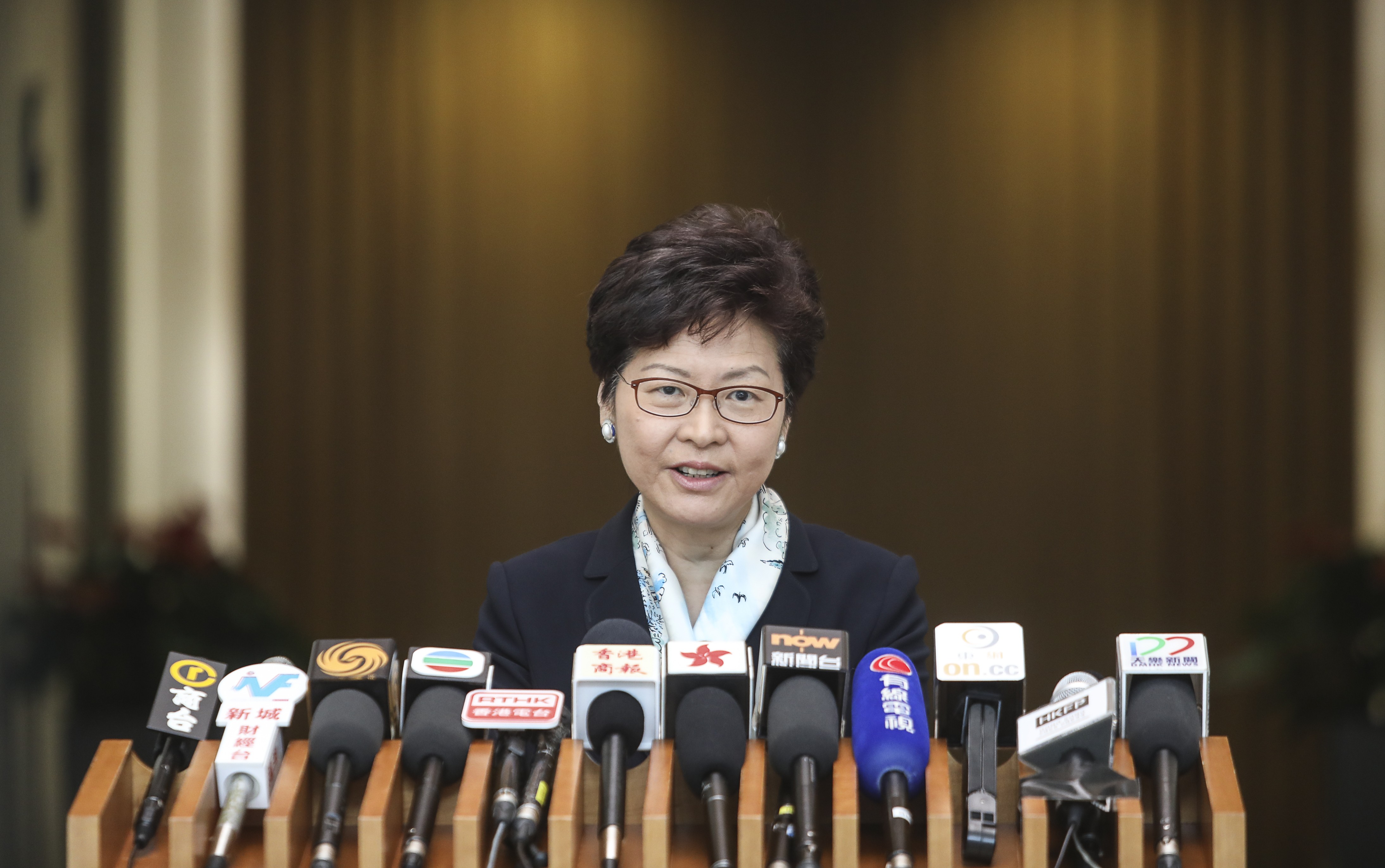 Hong Kong Chief Executive Carrie Lam meets the media before an Executive Council meeting in Tamar. Lam has made subsidised public home ownership central to her agenda to addressing housing. Photo: Sam Tsang