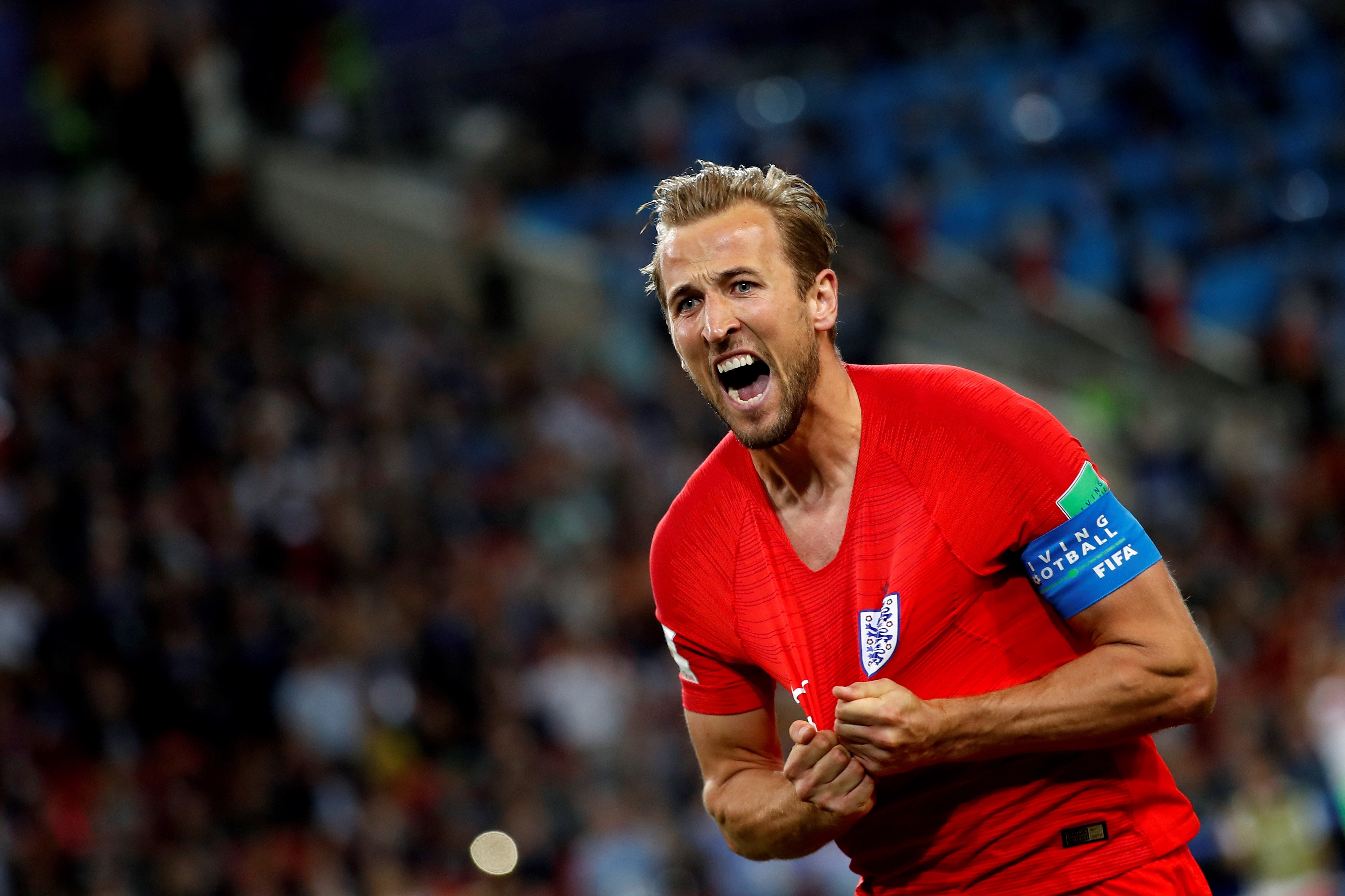 Harry Kane of England celebrates scoring in his team’s last-16 victory win against Colombia at the World Cup in Russia which ended with him finishing as top goalscorer and one of the tournament’s 10 best players. Photo: EPA-EFE