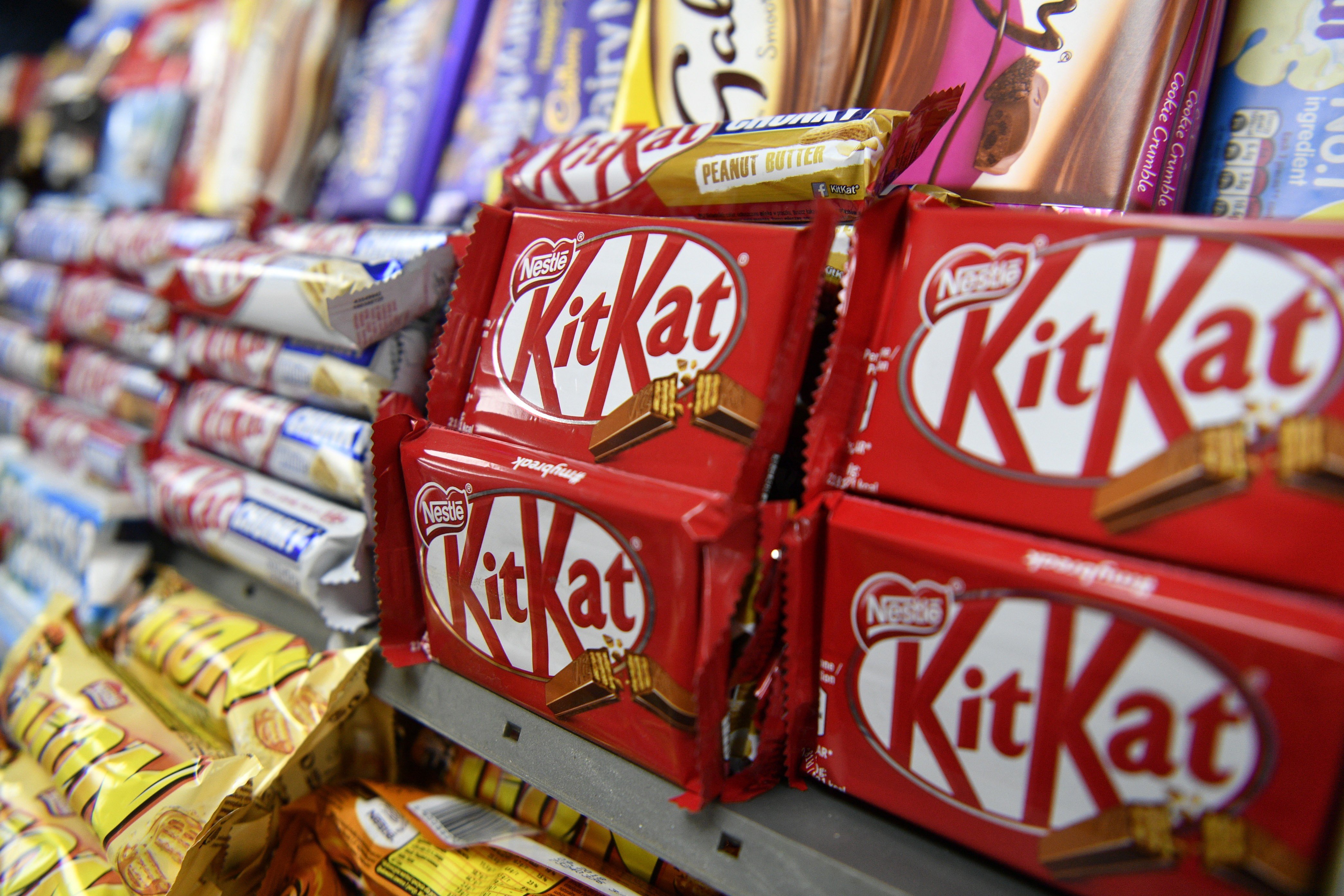Kit Kat chocolate wafer bars on sale in London on July 25. The European Court of Justice dismissed an appeal by Nestlé to register the shape of its four-finger Kit Kat as its trademark. Photo: EPA-EFE