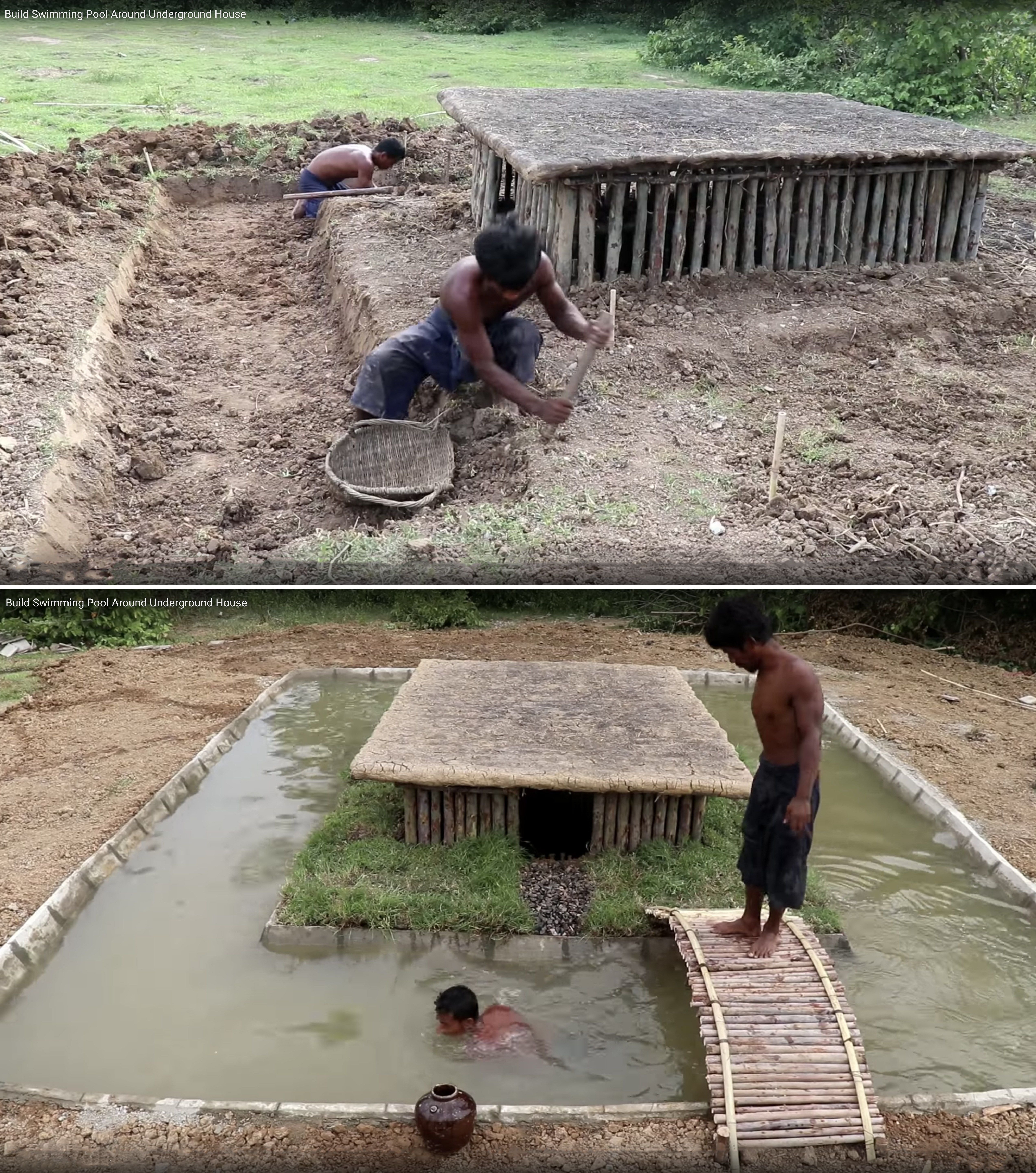 A YouTube screengrab from Primitive Survival Tool shows a scene from Build Swimming Pool Around Underground House. Wilderness survival videos have taken off in Asia. Photo: YouTube/Primitive Survival Tool
