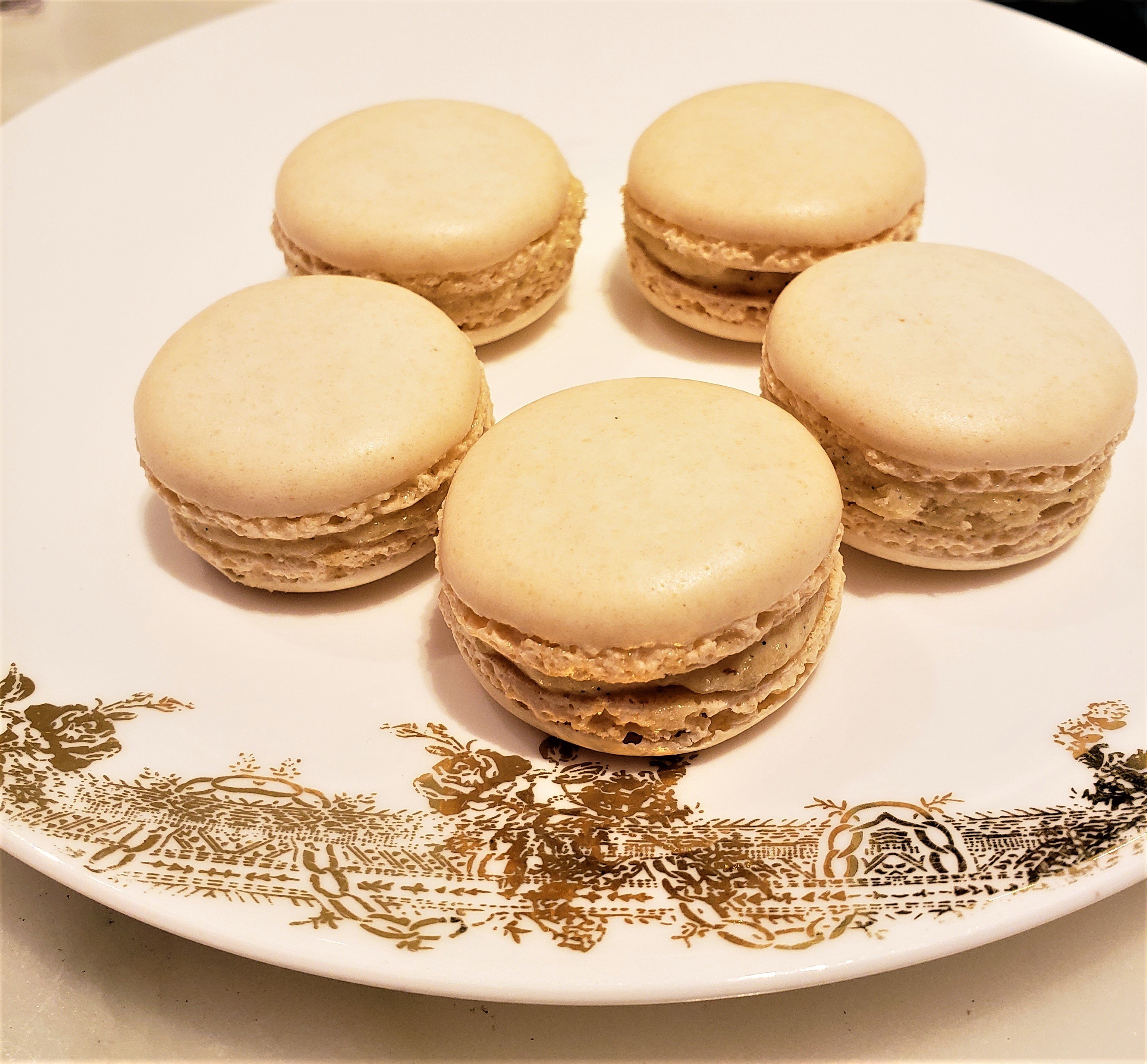 A plate of Madagascar vanilla macarons created by Ken Thomas, head pastry chef at DALLOYAU Paris, a French dessert coffee shop in Hong Kong. Photo: Aydee Tie