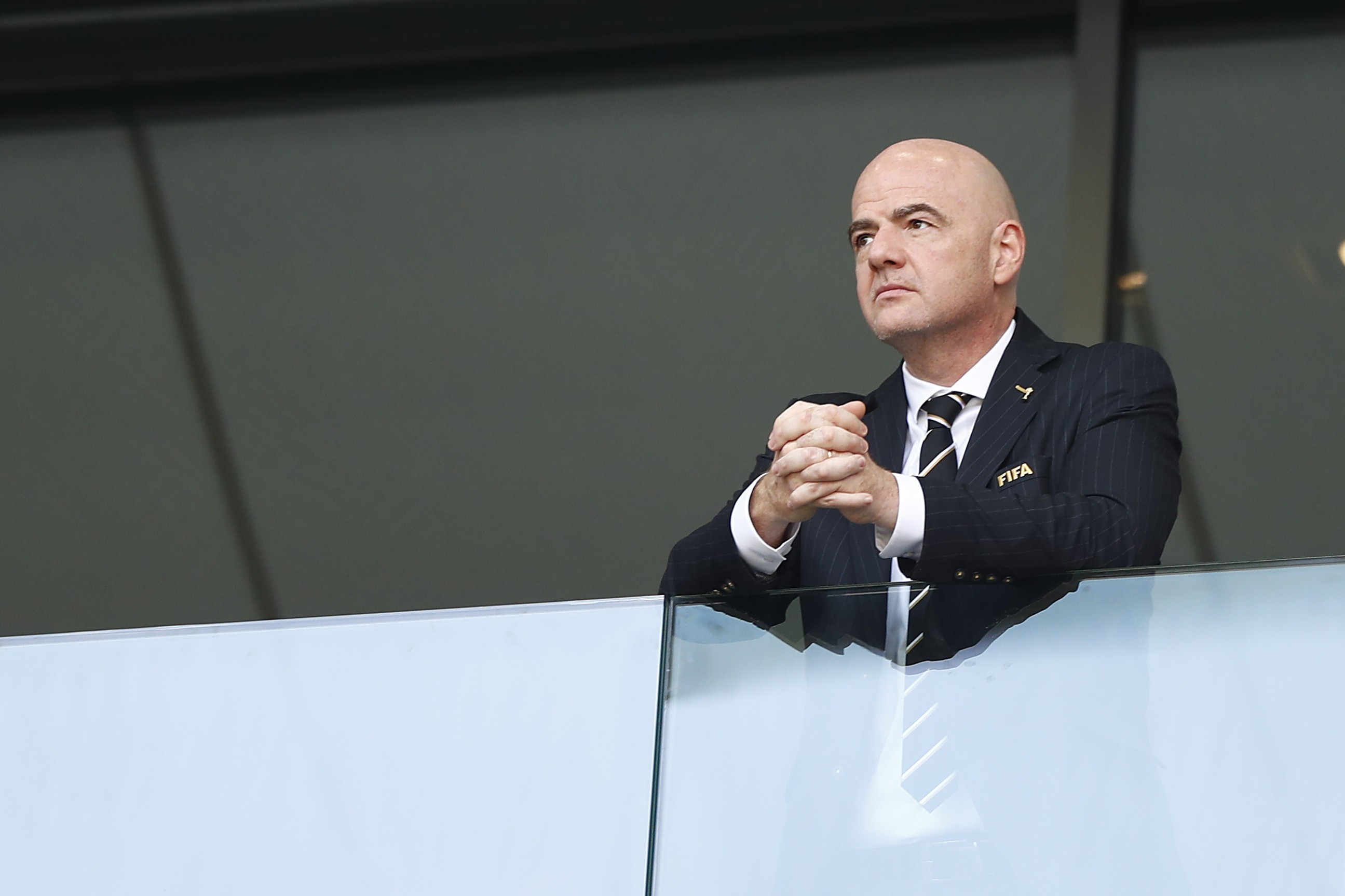 Fifa president Gianni Infantino attends the group G match between Belgium and Tunisia at the 2018 World Cup. Photo: AP