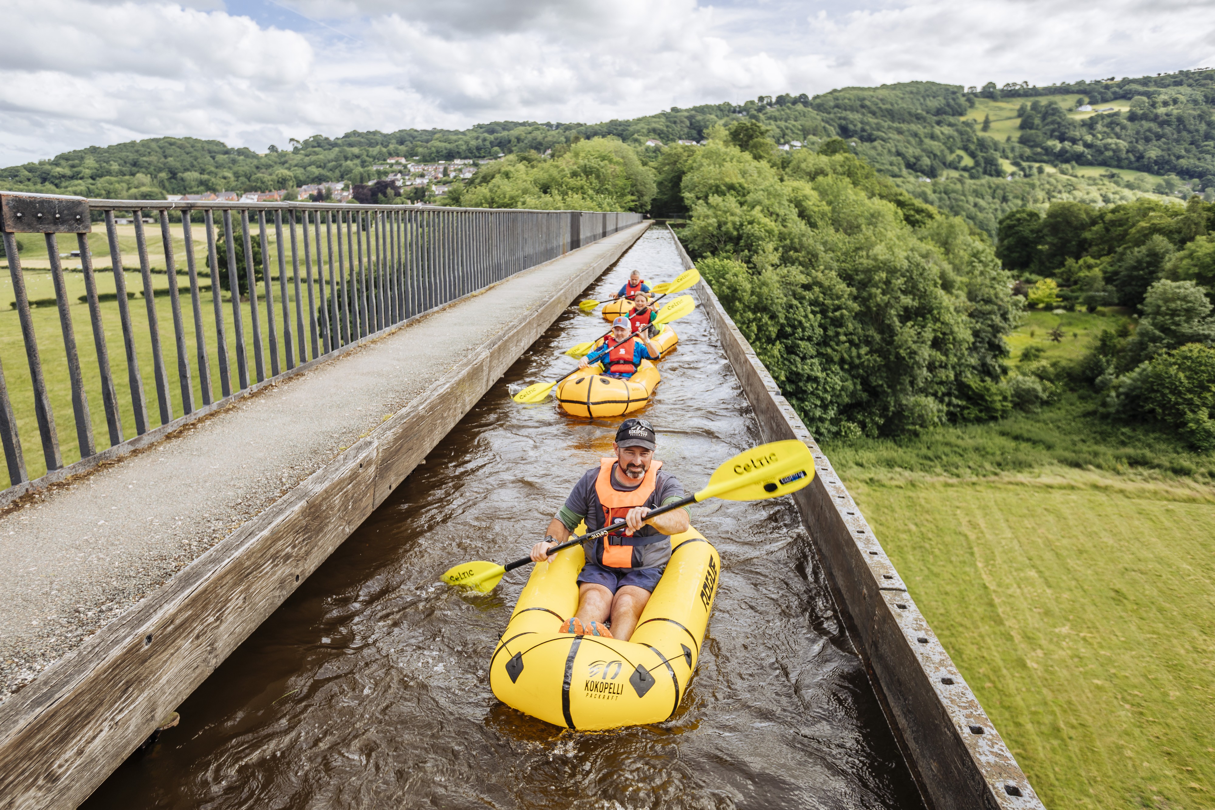 Packrafting over the Pontcysyllte Aqueduct in North Wales. Photo: Tom Martin