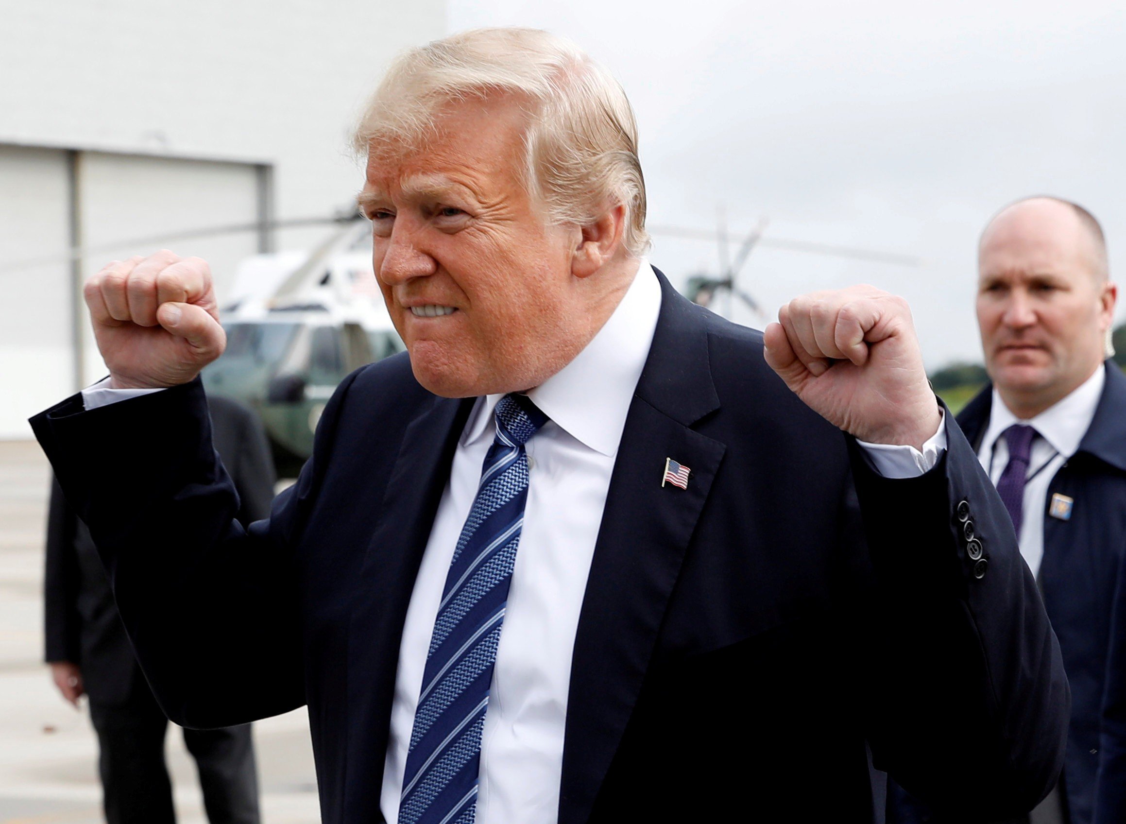 US President Donald Trump arrives in Johnstown, Pennsylvania, to take part in the 17th annual September 11 observance at the Flight 93 National Memorial. Trump’s response to reports of his instability and lack of fitness for the presidency has been to attack the credibility of the source of the claims and emphasise the US economy’s strong performance. Photo: Reuters