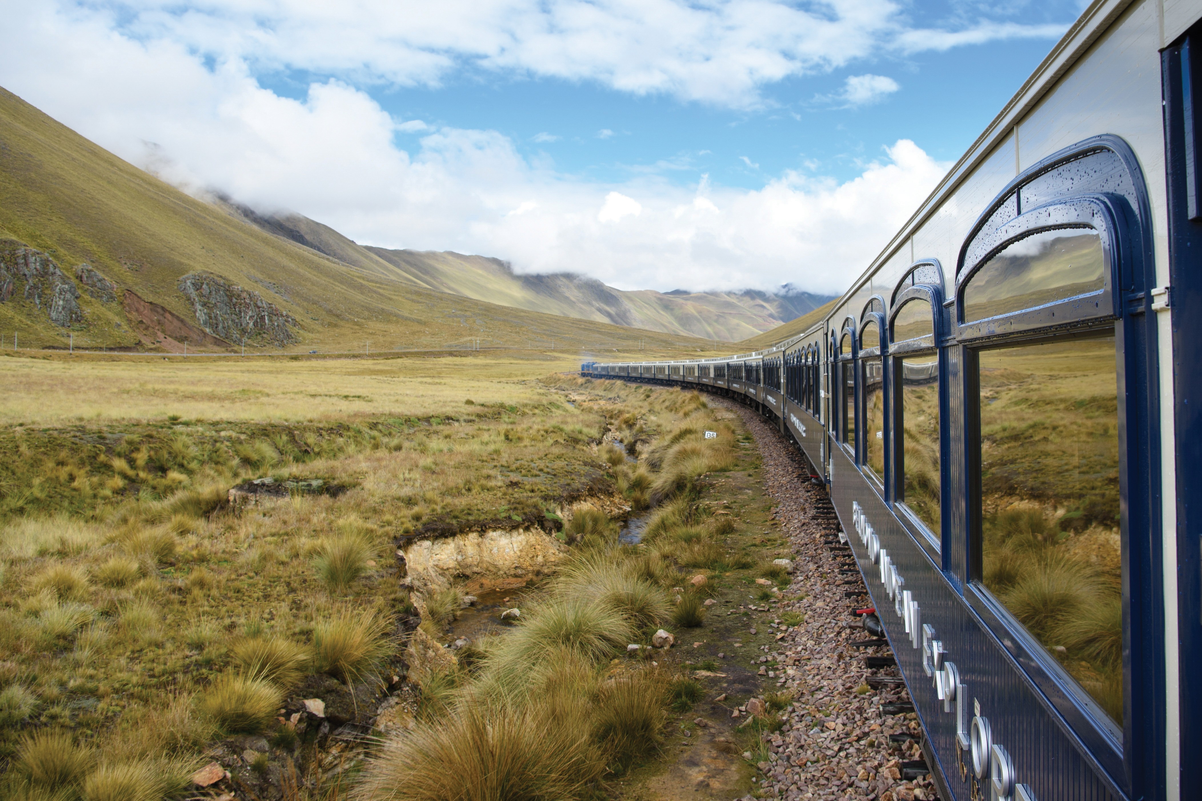 The Belmond Andean Explorer passes through La Raya, Peru, during its journey between Arequipa, Lake Titicaca and Cusco. The train cuts through some of the most breathtaking scenery in Peru. Photo: Matt Crossick