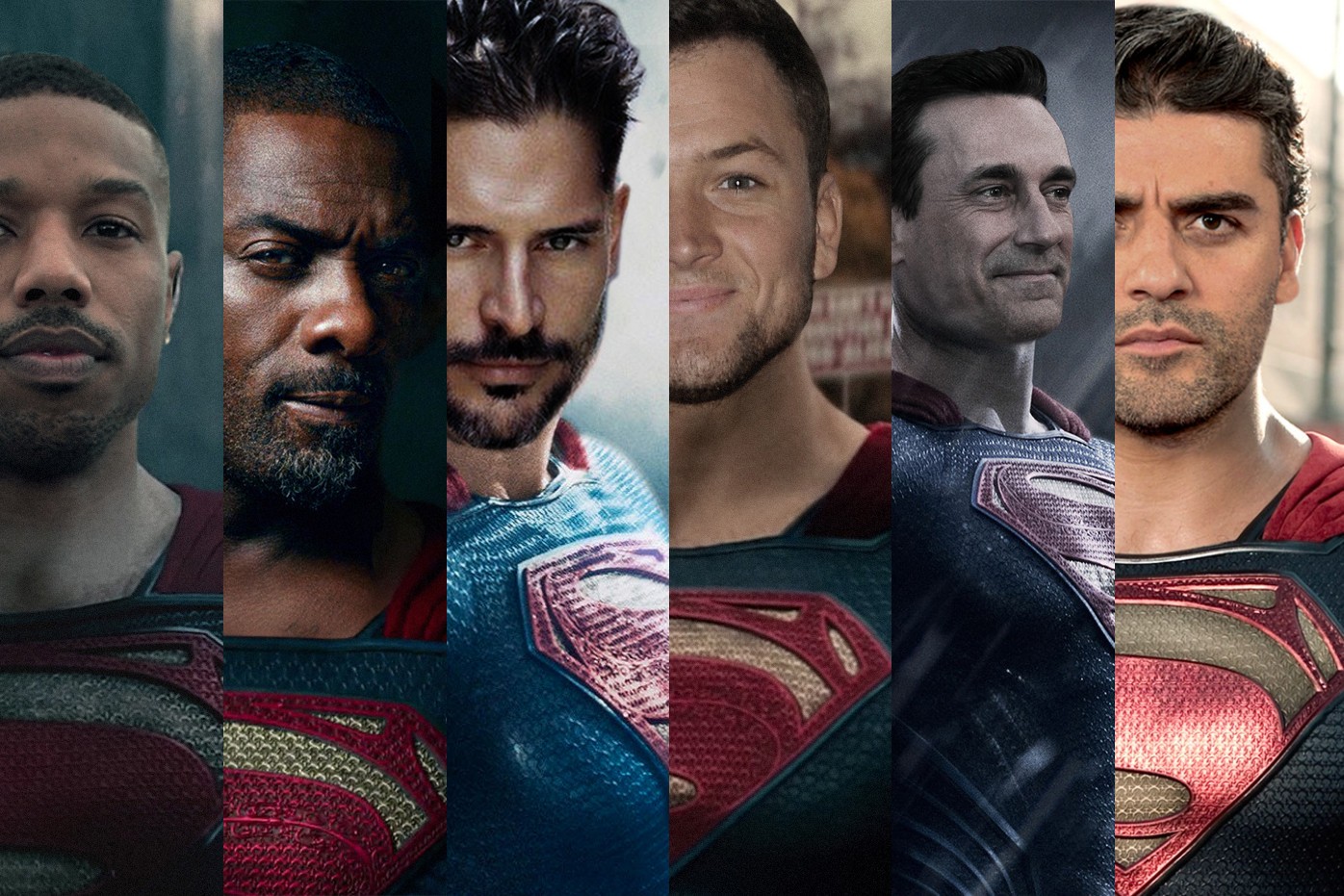 Could one of these six actors – (from left) Michael B. Jordan, Idris Elba, Joe Manganiello, Taron Egerton, Jon Hamm and Oscar Isaac – don Superman’s red cape if rumours turn out to be true that actor Henry Cavill’s days in the role are at an end. Photos: Warner Bros./Hypebeast