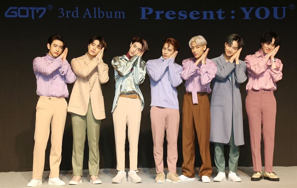 GOT7 strike a pose as they announce the release of their new album ‘Present: YOU’ and its hit single ‘Lullaby’. Photo: JYP Entertainment