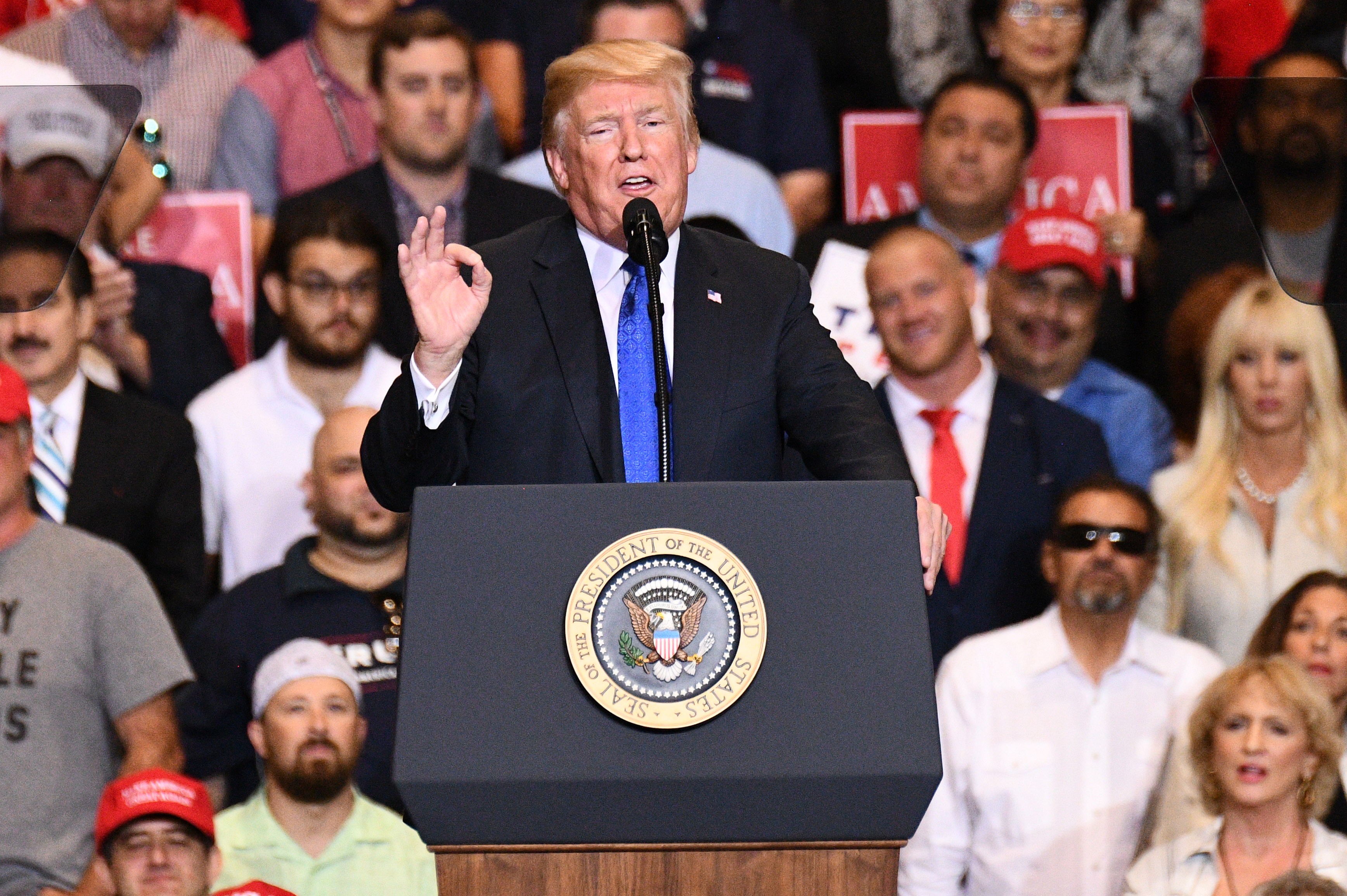 US President Donald Trump speaks at a rally in Las Vegas on September 20. Trump continued to hit out at China days after announcing another round of tariffs, signalling that the trade war won't end any time soon. Photo: Bloomberg