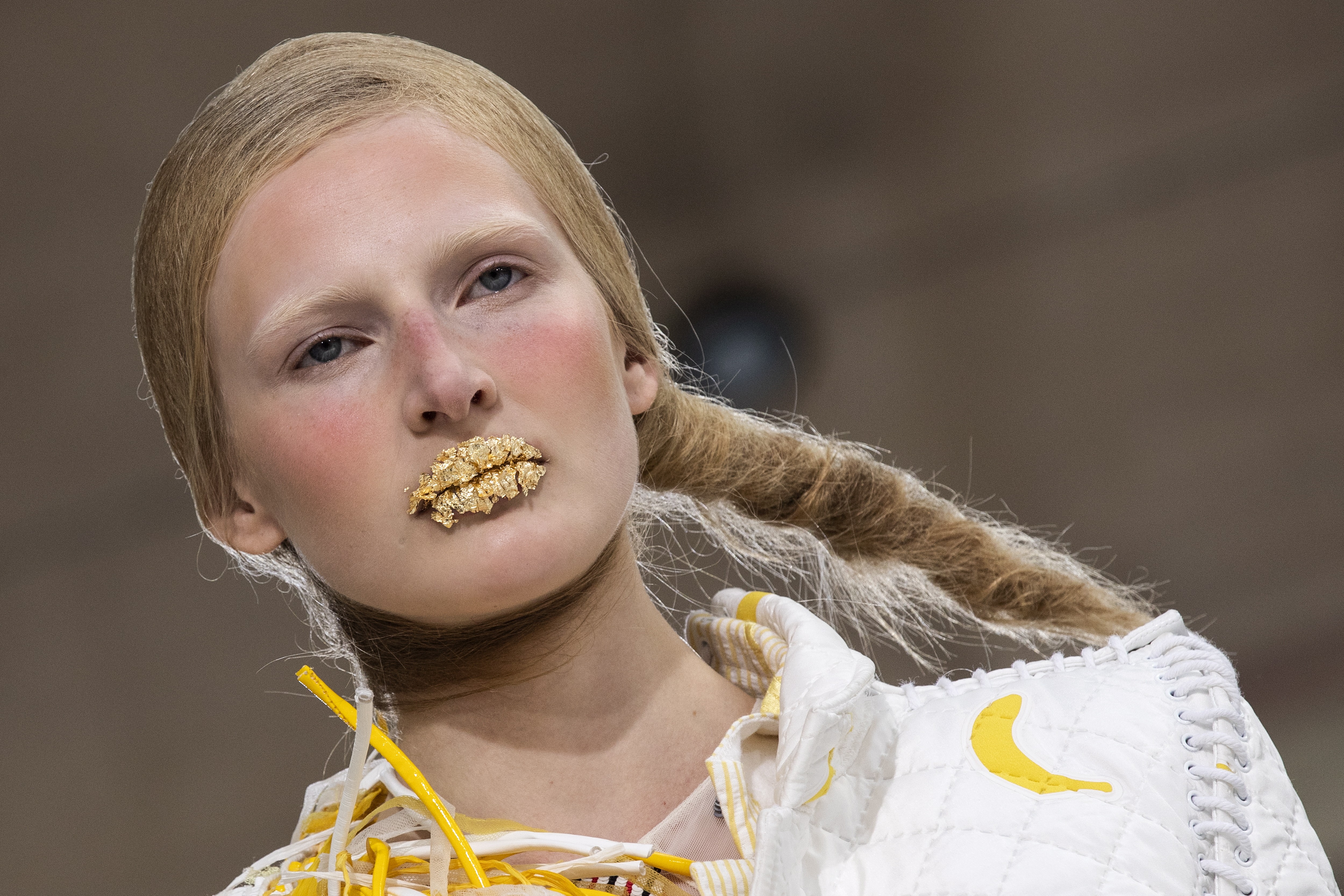American lets his vivid imagination loose with fantasy creations – full of exaggerated – sometimes unnerving – embellishments at Paris Fashion Week