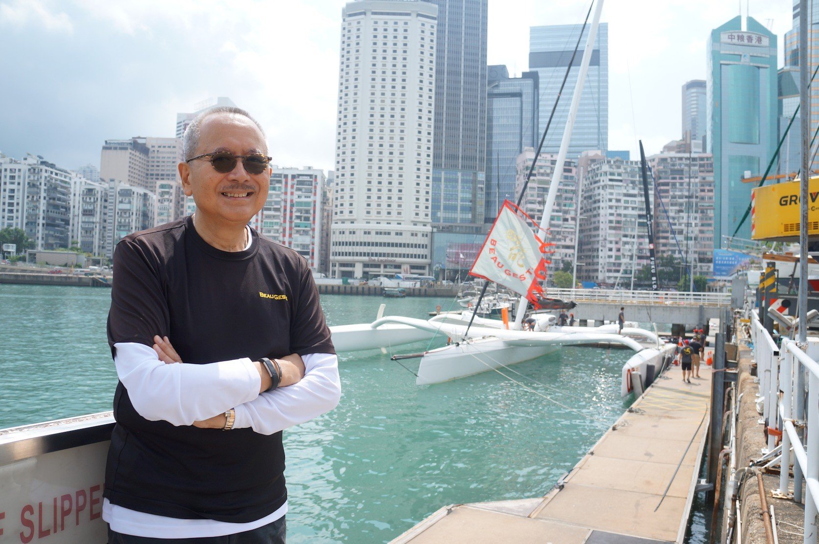 Karl Kwok, CEO of Wing On, and his boat the Beau Geste at the Royal Hong Kong Yacht Club. Photo: RHKYC