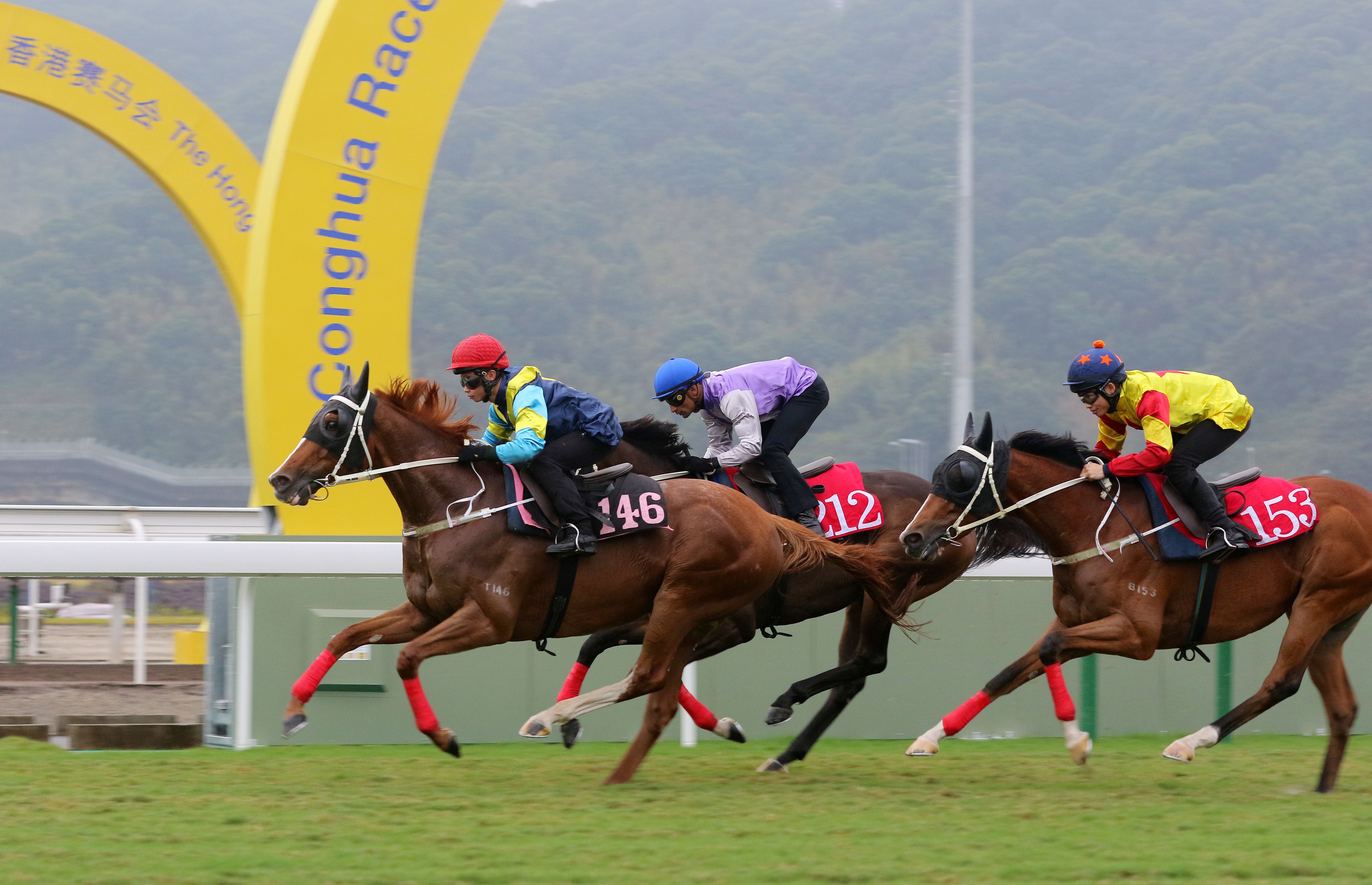 Jolly Gene and Dylan Mo win a barrier trial at Conghua Racecourse on Saturday. Photos: Kenneth Chan